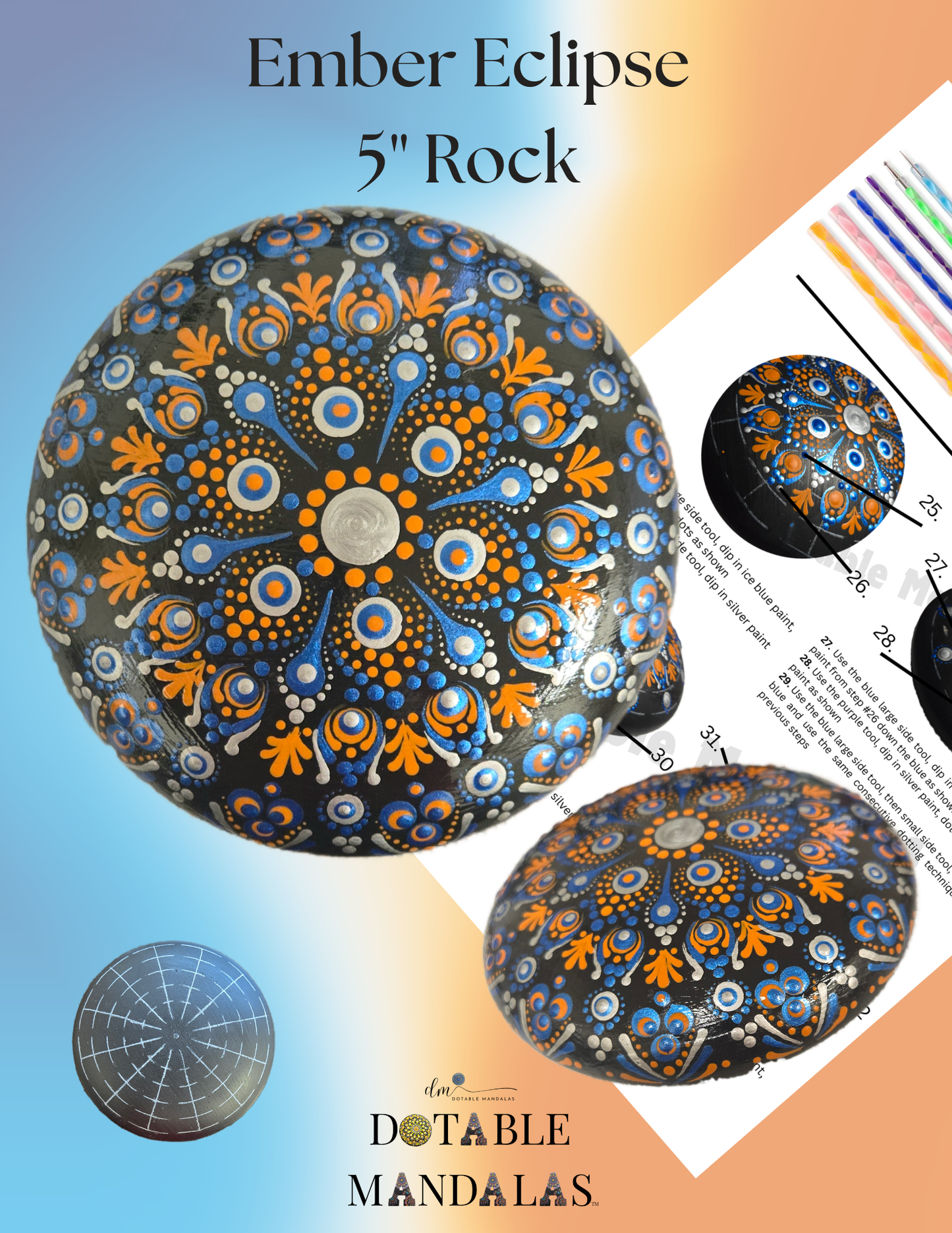 Ember Eclipse 5" Rock Dot-Painting Pattern Kit
