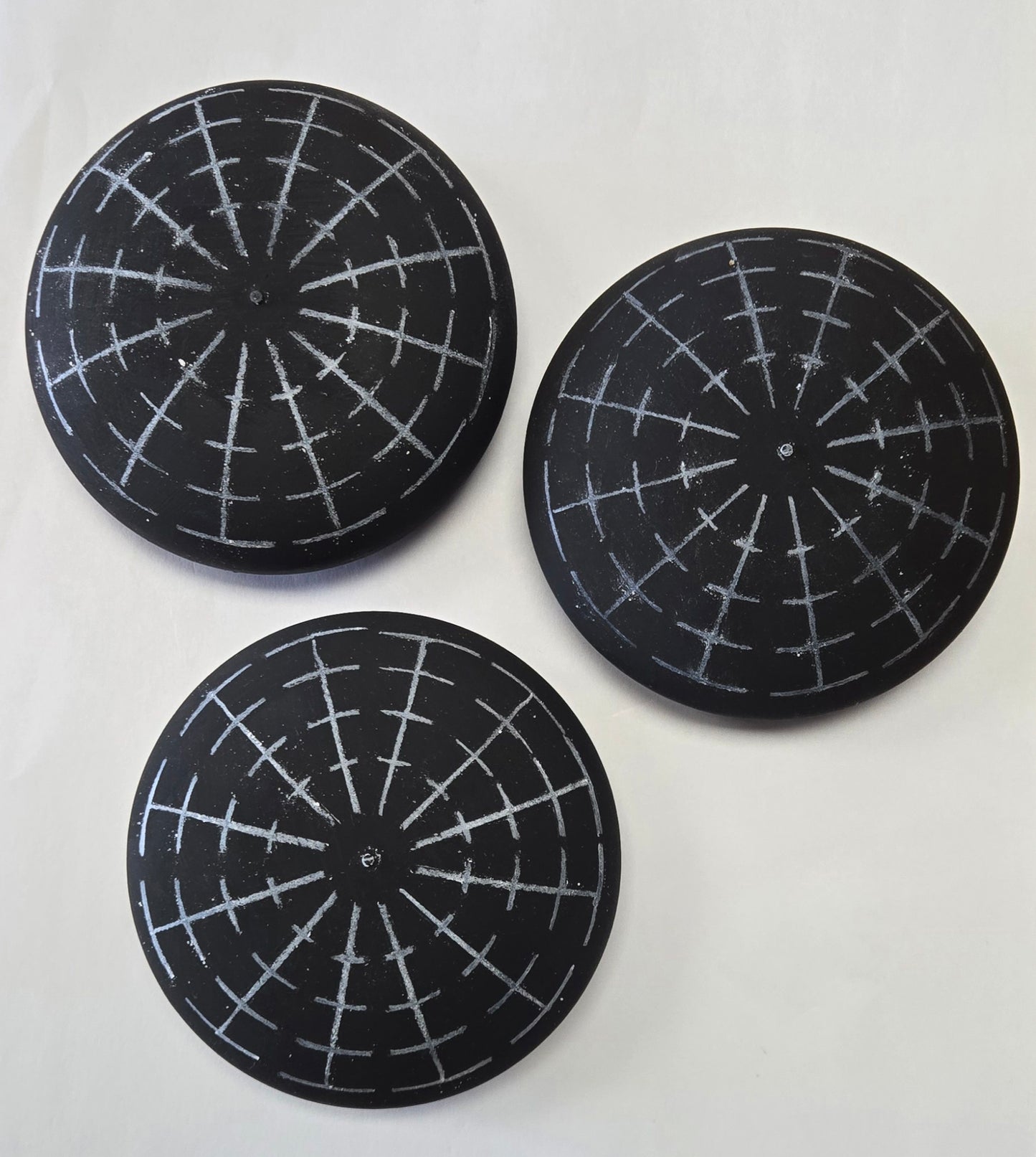 4" Handcrafted Gypsum Rock painted black with guidelines