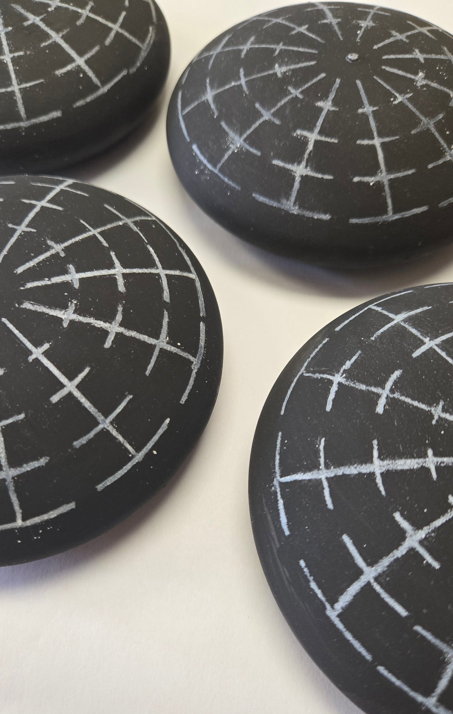 4" Handcrafted Gypsum Rock painted black with guidelines