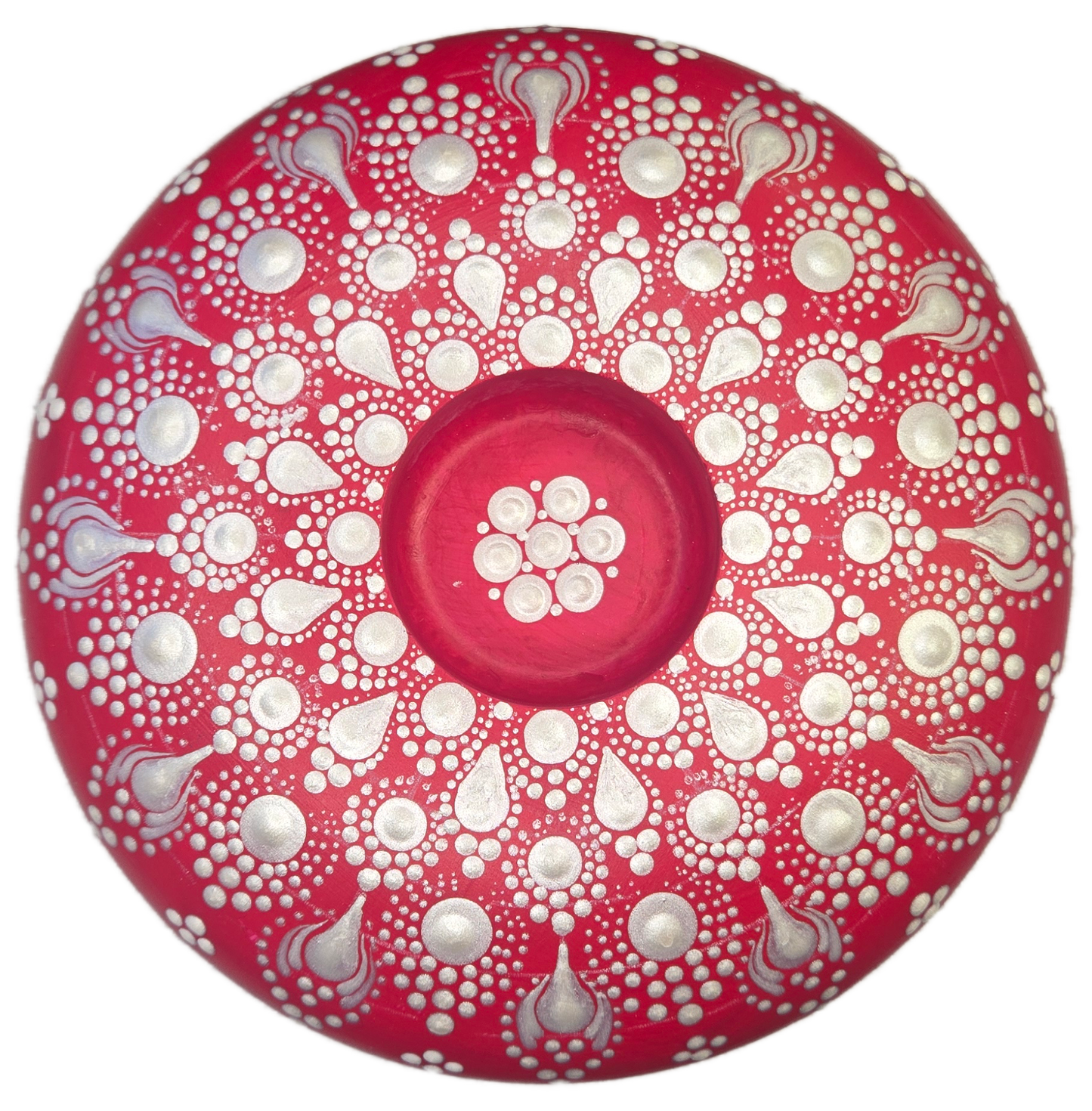6" Pearl White & Red Candle Holder Dot-Painting Kit