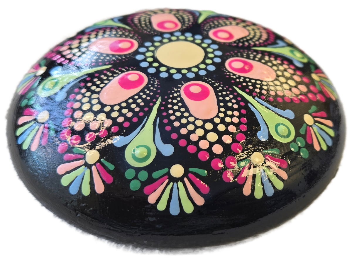 Aurora Bloom 4" Rock Dot-Painting Pattern-PDF Download