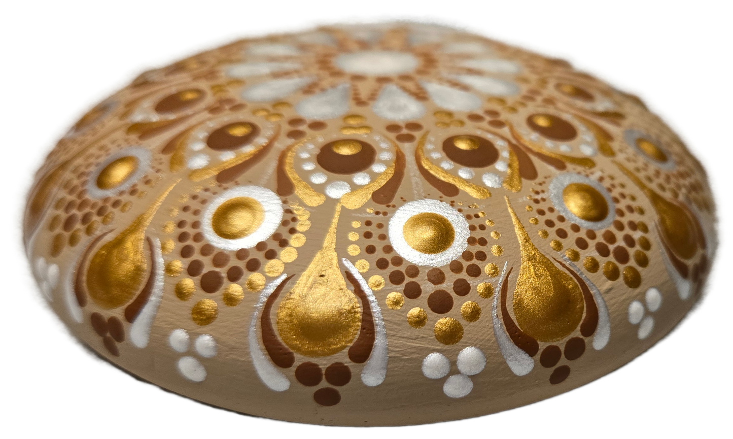 4" Rock Gold & White Pearl Dot-Painting Pattern Kit