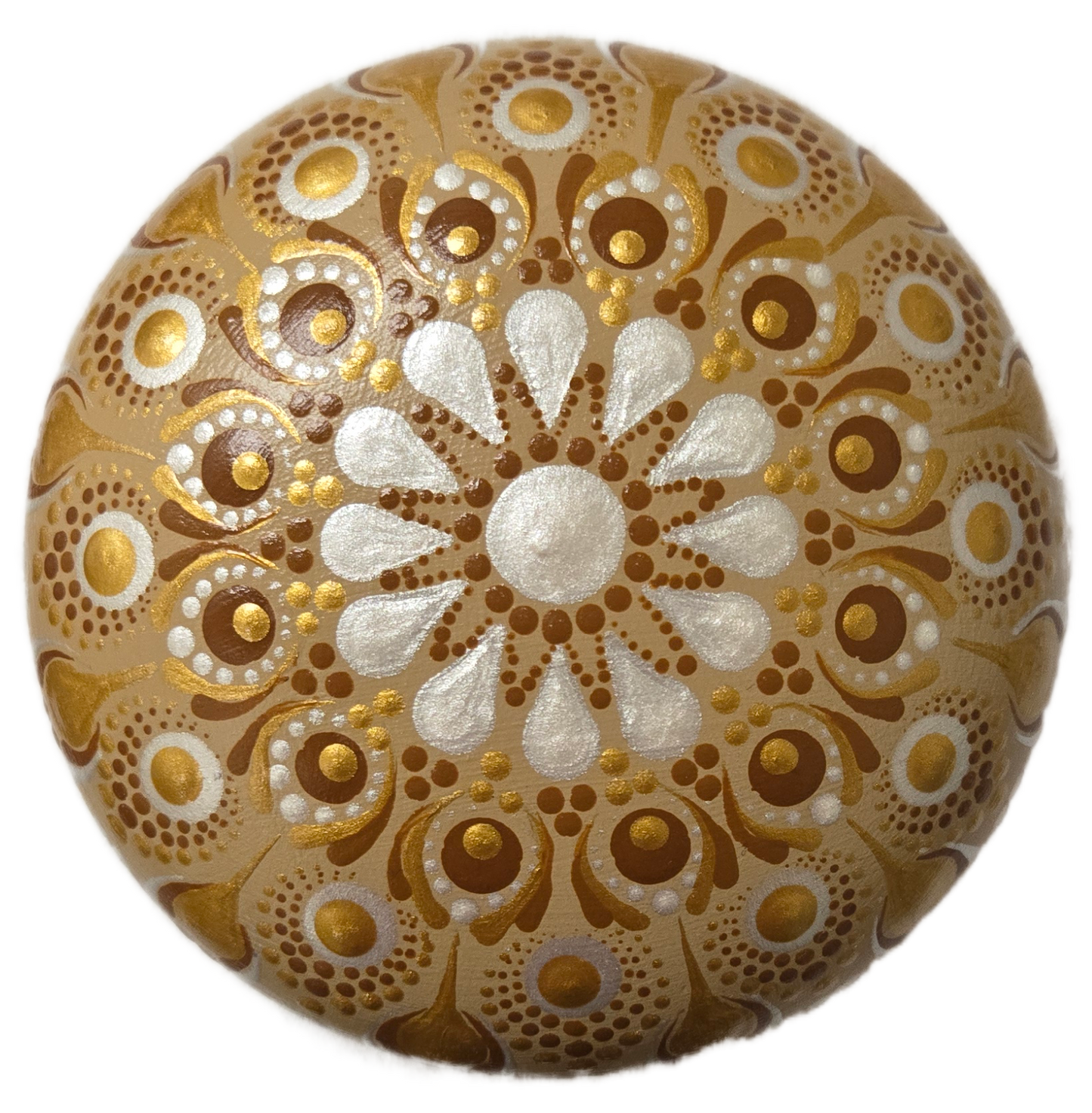 4" Rock Gold & White Pearl Dot-Painting Pattern Kit