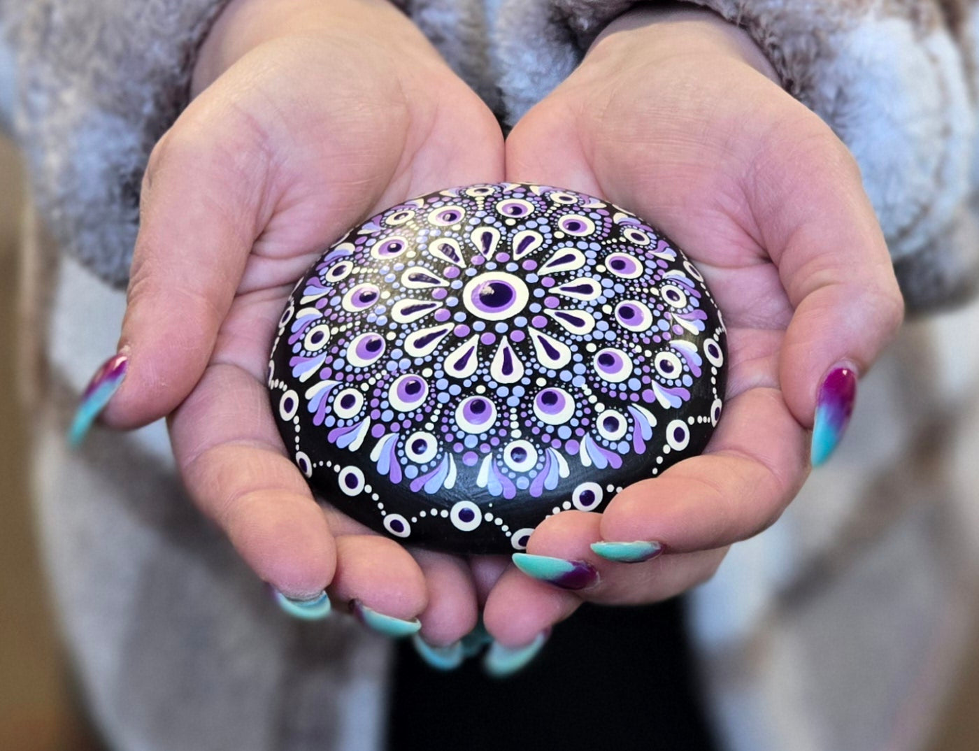 Ajax-4" Lilac Mandala Rock Dot-Painting Workshop