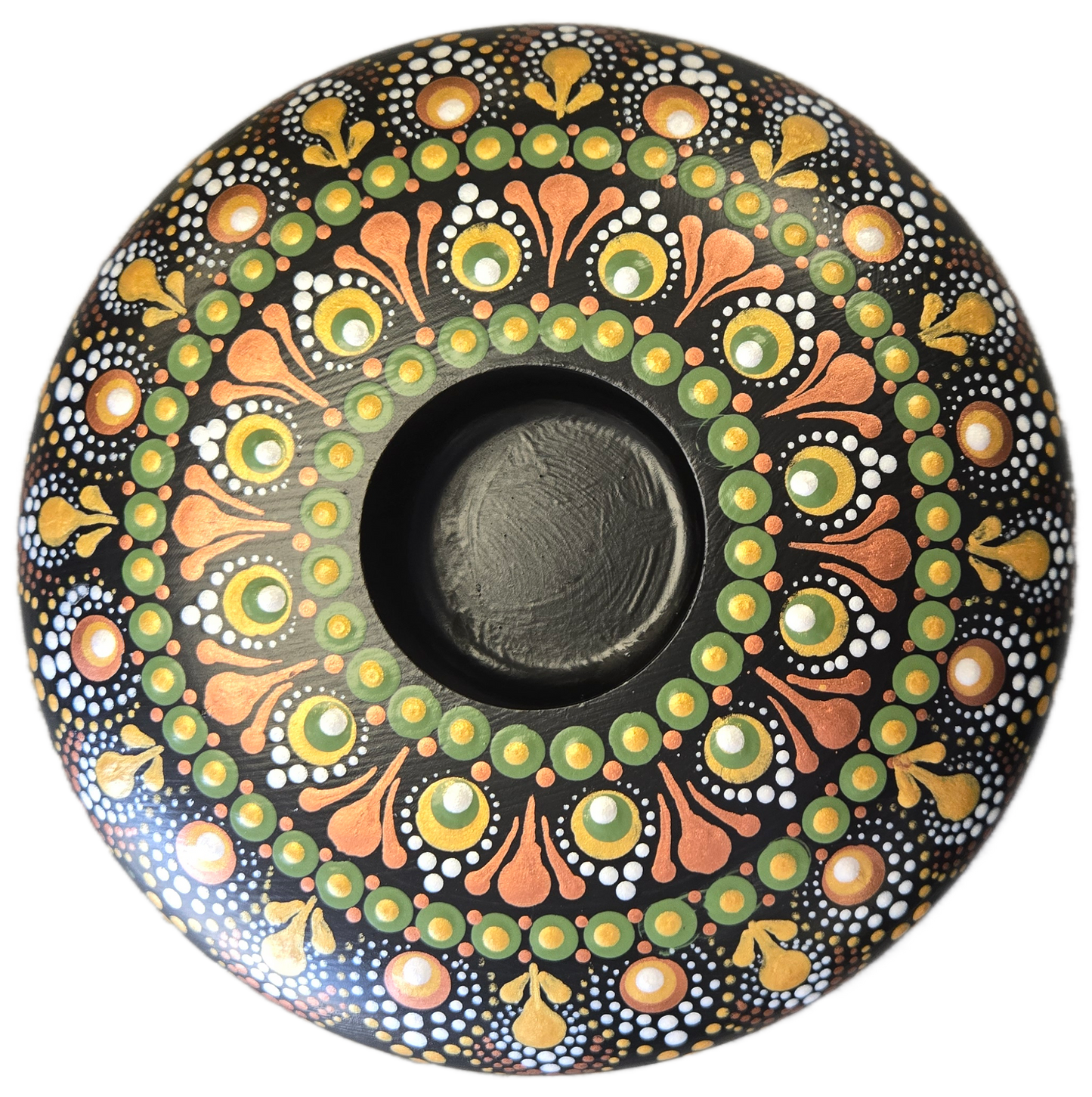 Earthbound Elegance – Dot-Painting 6" Candle Holder Pattern Kit with Gold Insert