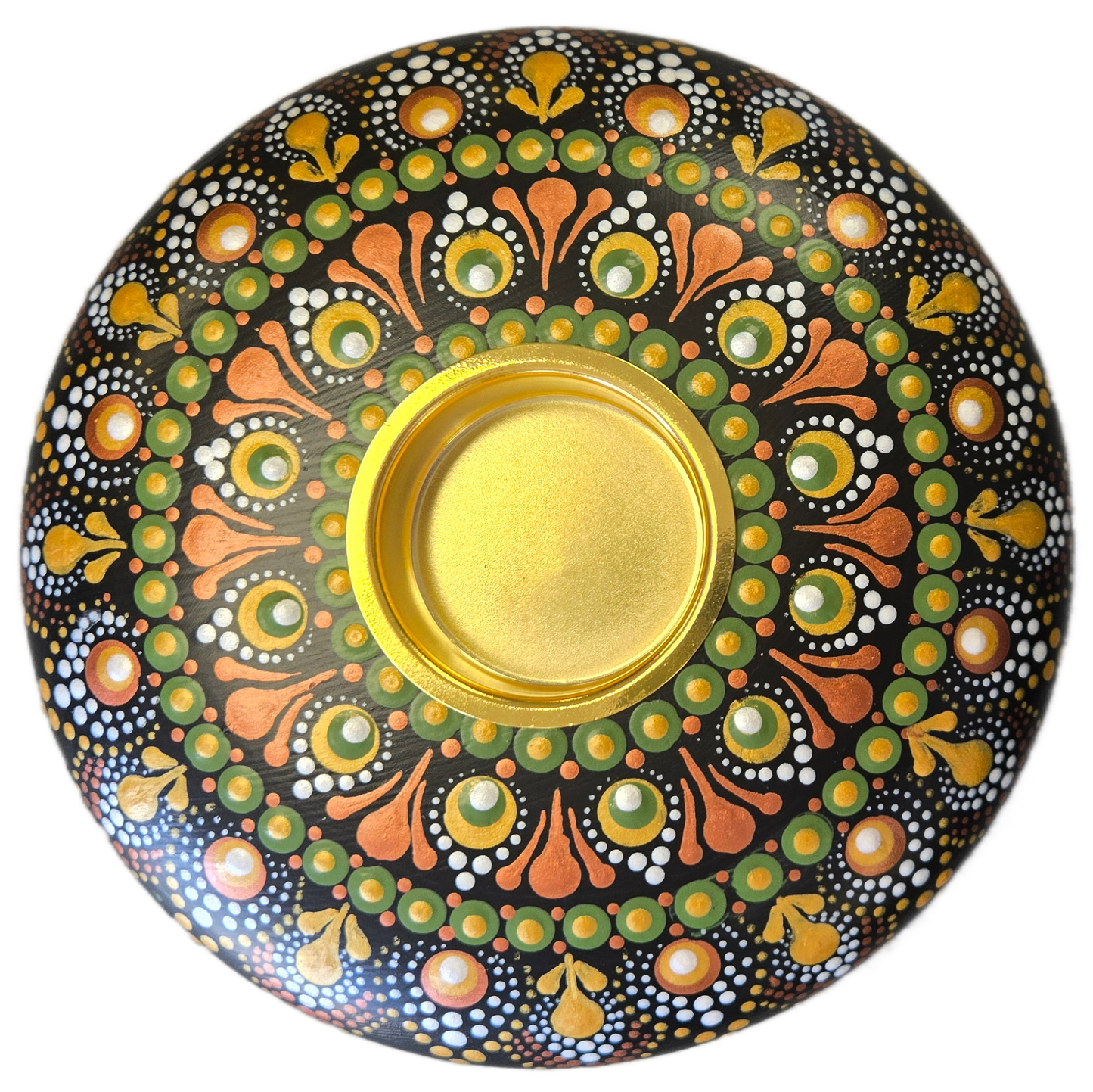 Earthbound Elegance – Dot-Painting 6" Candle Holder Pattern Kit with Gold Insert