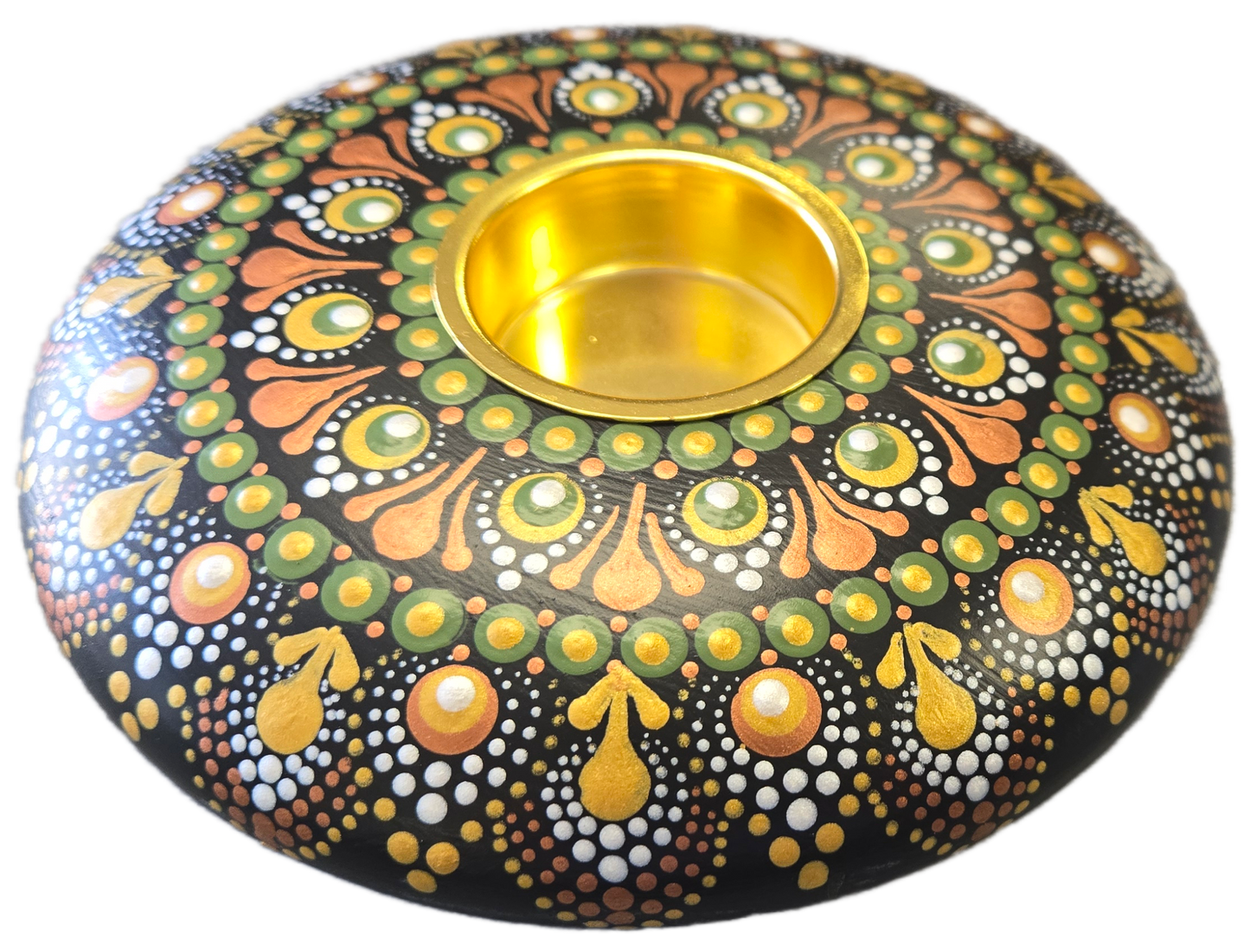 Earthbound Elegance – Dot-Painting 6" Candle Holder Pattern Kit with Gold Insert