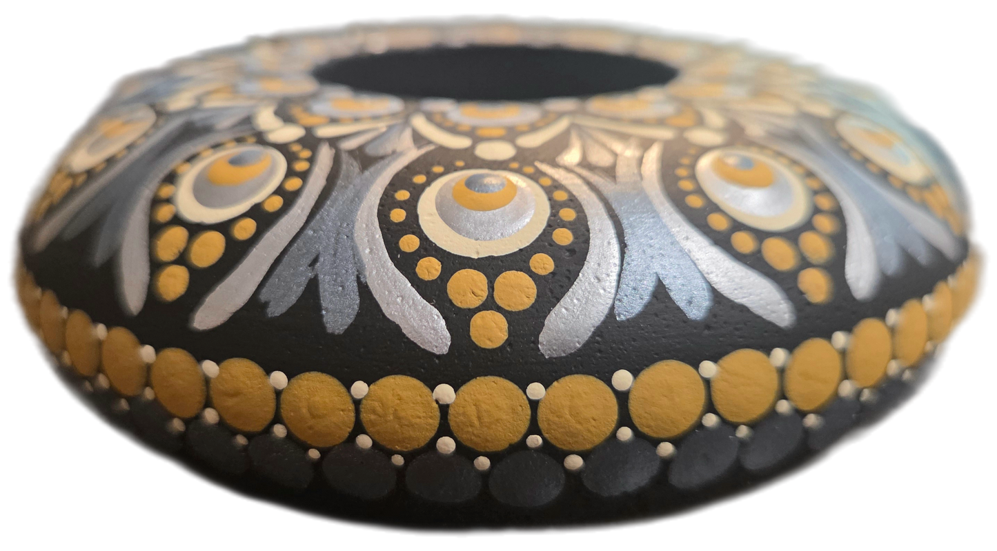 Deep Ochre 4" Candle Holder Dot-Painting Pattern Kit