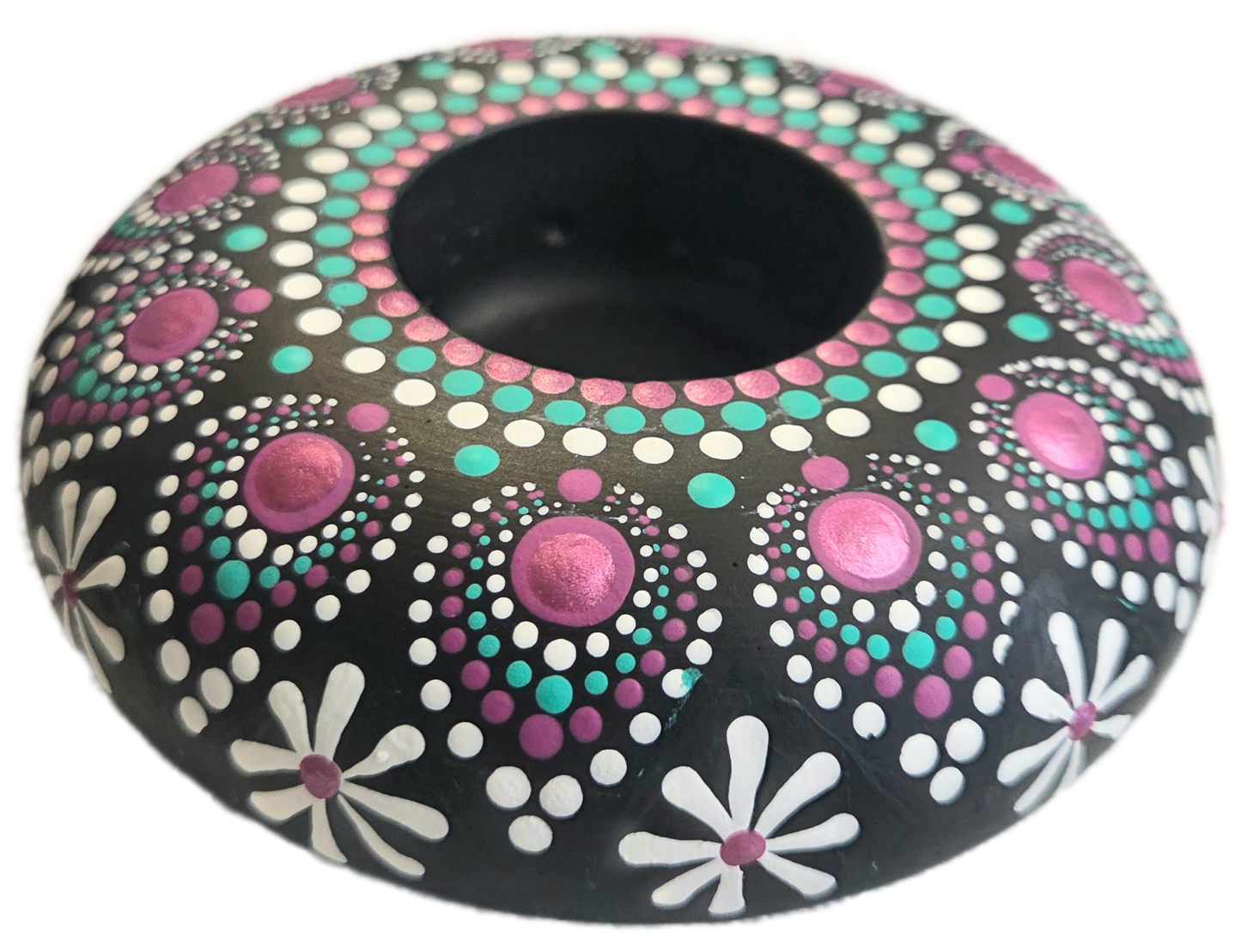 Lotus Flower 4" Candle Holder Dot-Painting Pattern Kit