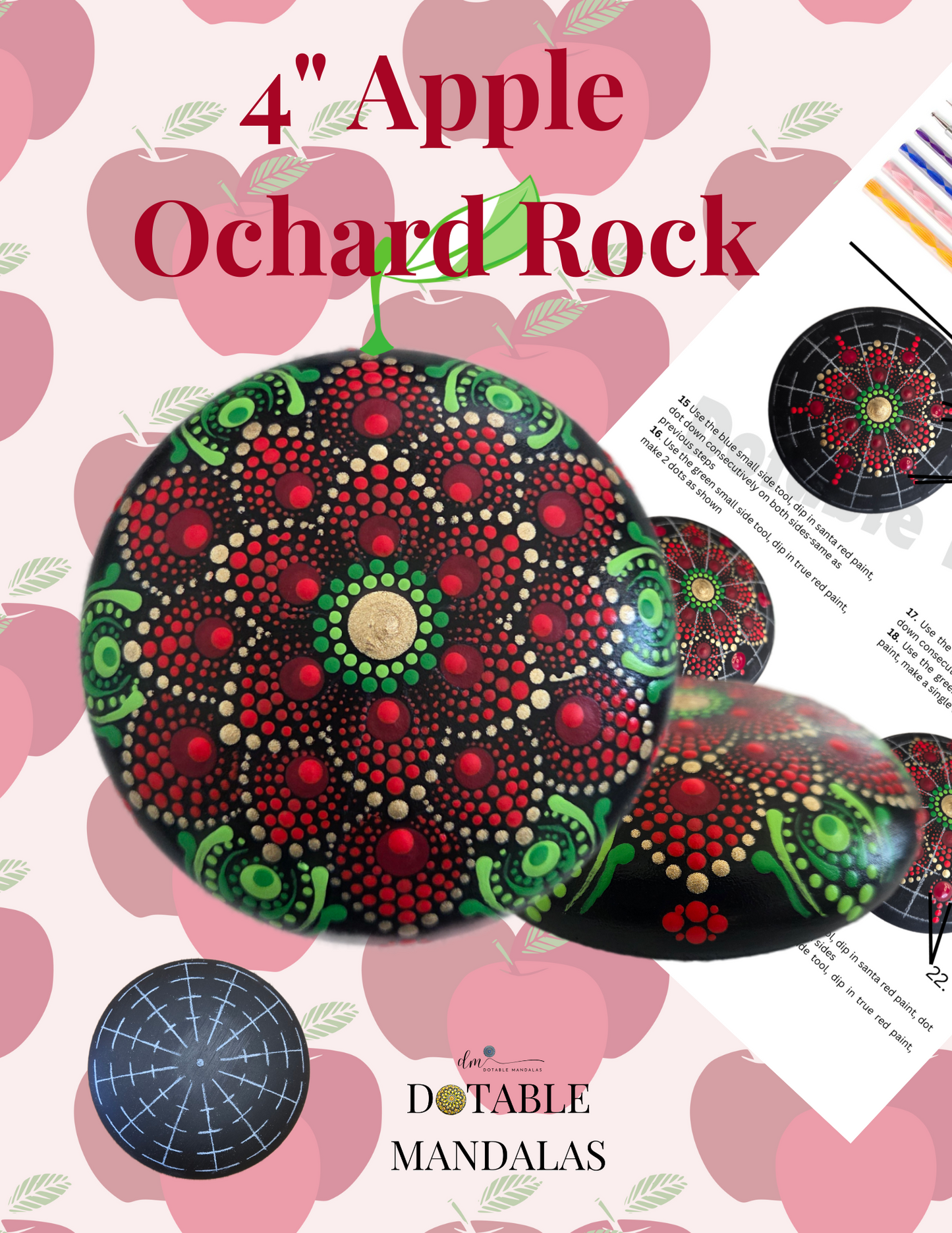 Apple Orchard 4" Rock Dot-Painting Pattern Kit