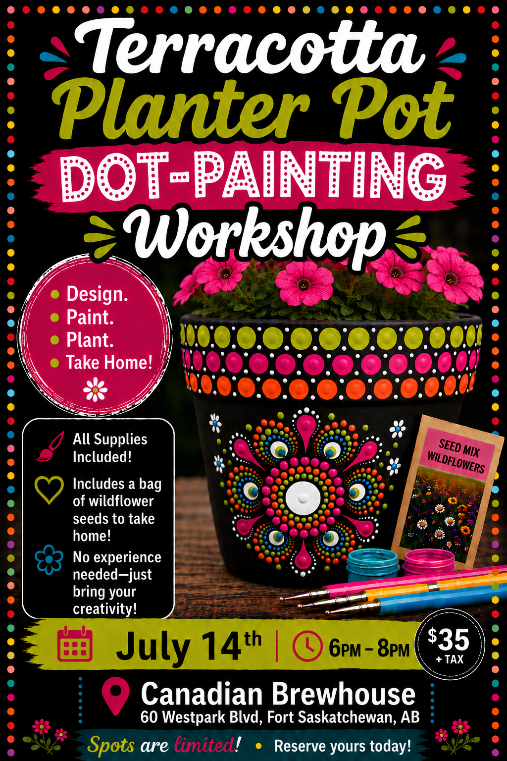 Fort Saskatchewan-Terracotta Planter Pot Dot-Painting Workshop