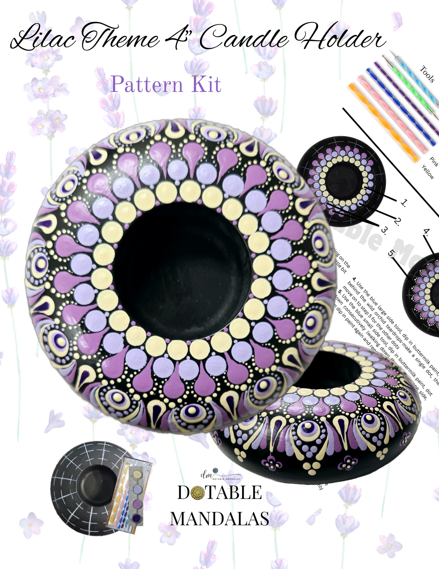Lilac Theme 4" Candle Holder Pattern Kit