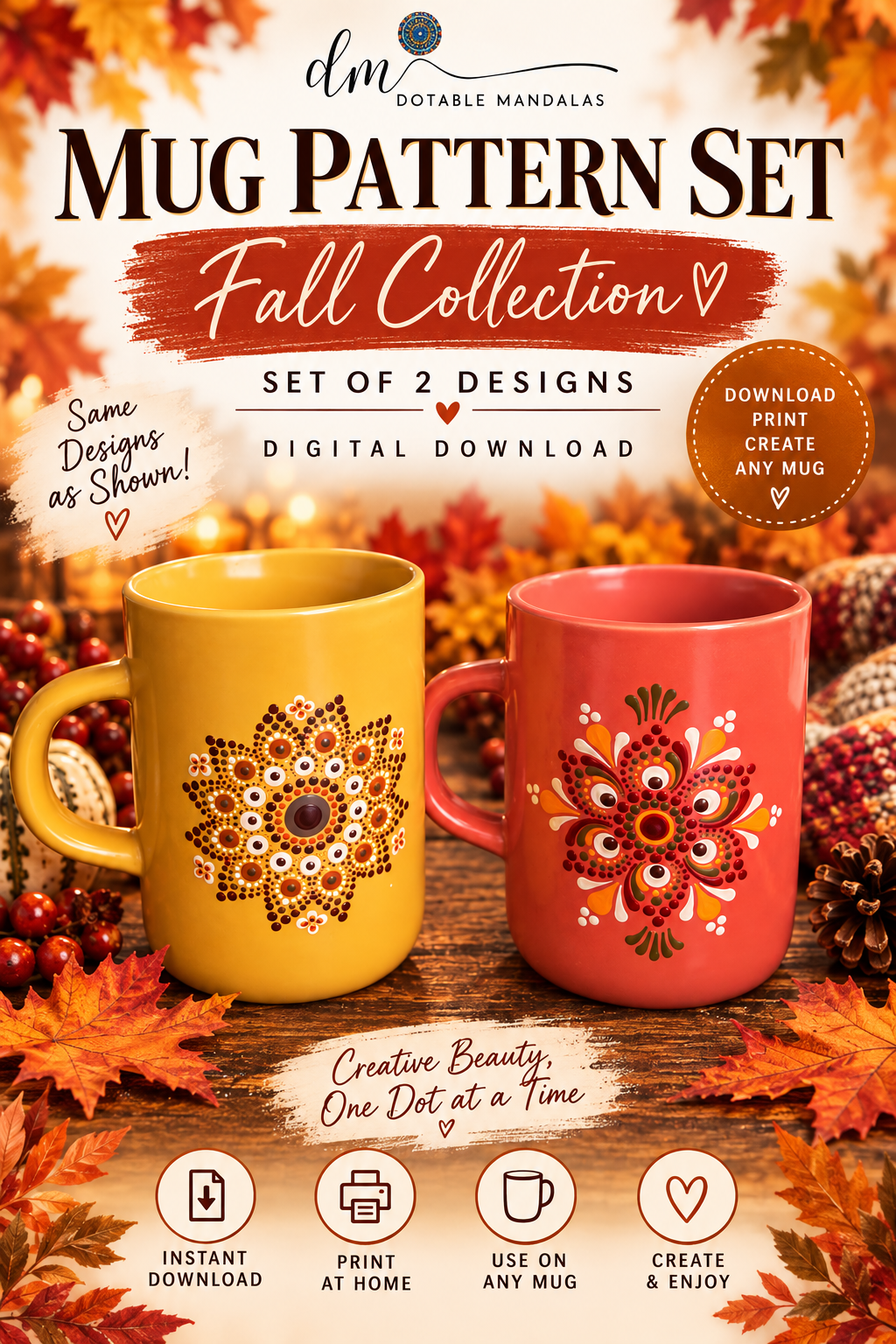 Cozy Fall Mugs-2 Download Patterns Included (Digital Product)