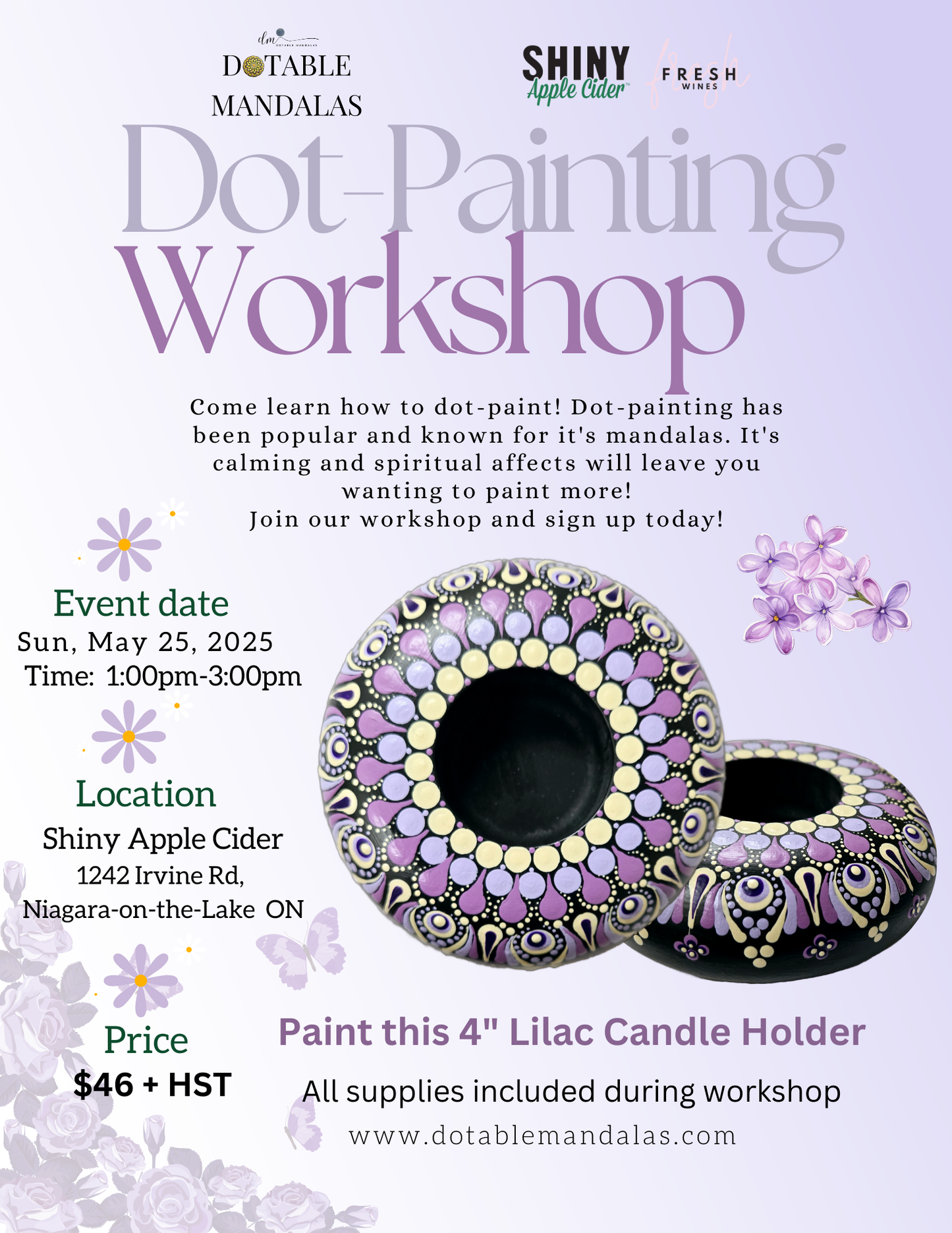 Niagara-On-The-Lake-Lilac Theme Candle Holder Dot-Painting Workshop