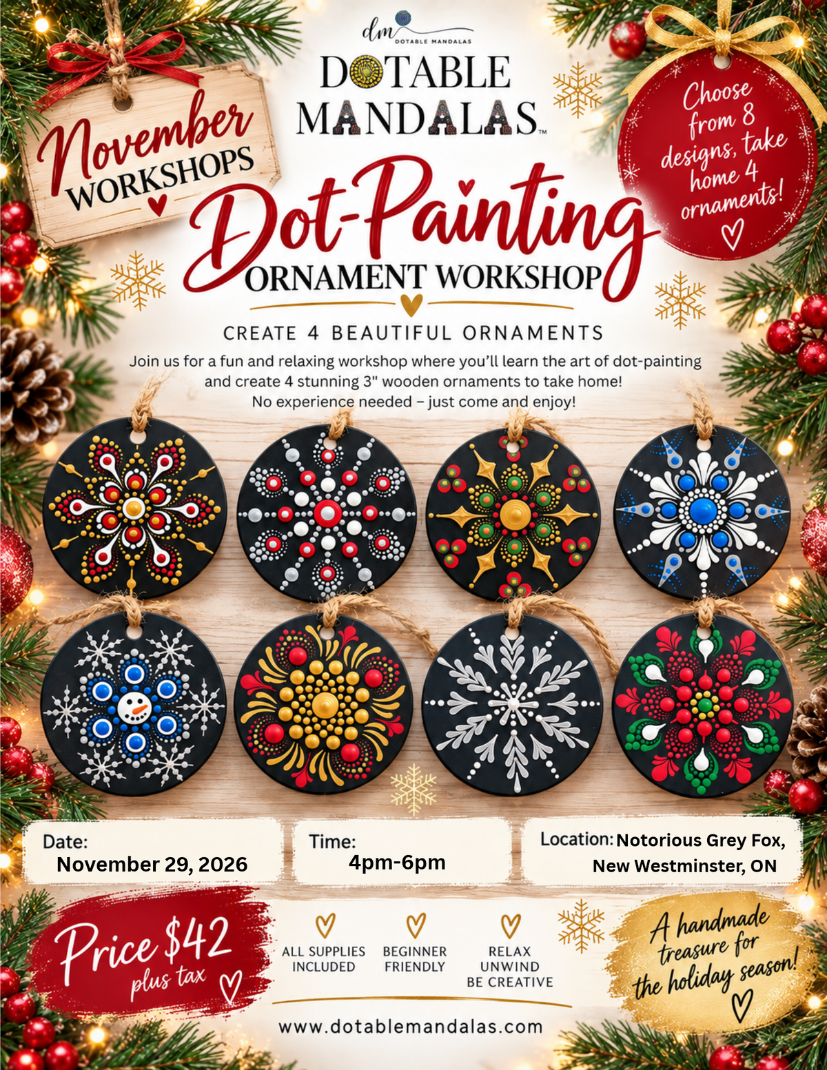 New Westminster-Holiday Wooden Ornament Dot-Painting Workshop