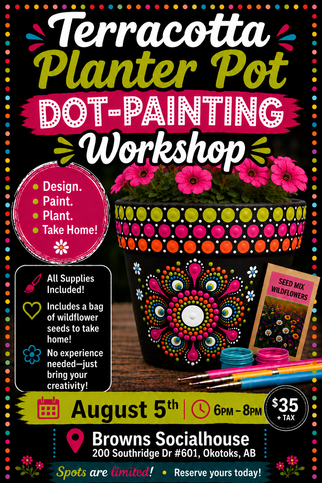 Okotoks-Terracotta Planter Pot Dot-Painting Workshop