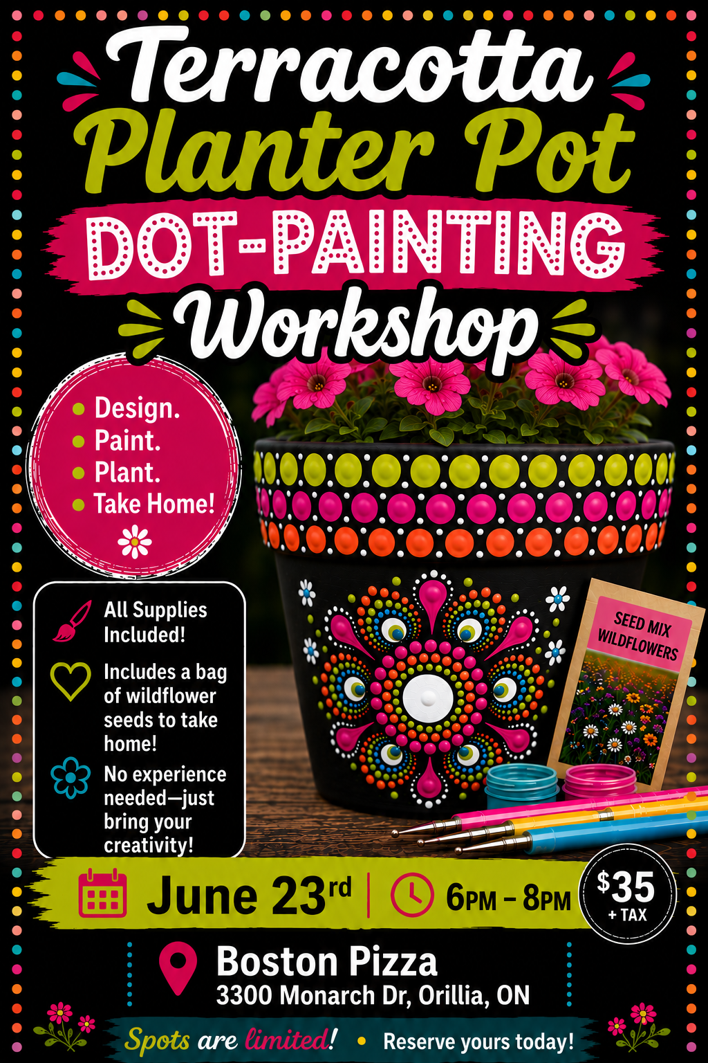 Orillia-Terracotta Planter Pot Dot-Painting Workshop