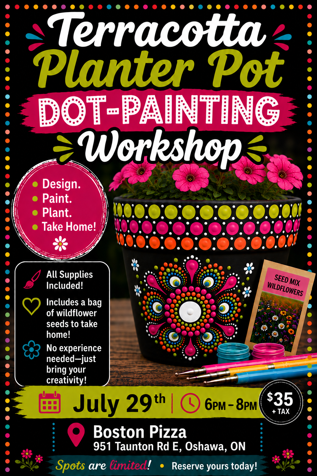 Oshawa-Terracotta Planter Pot Dot-Painting Workshop