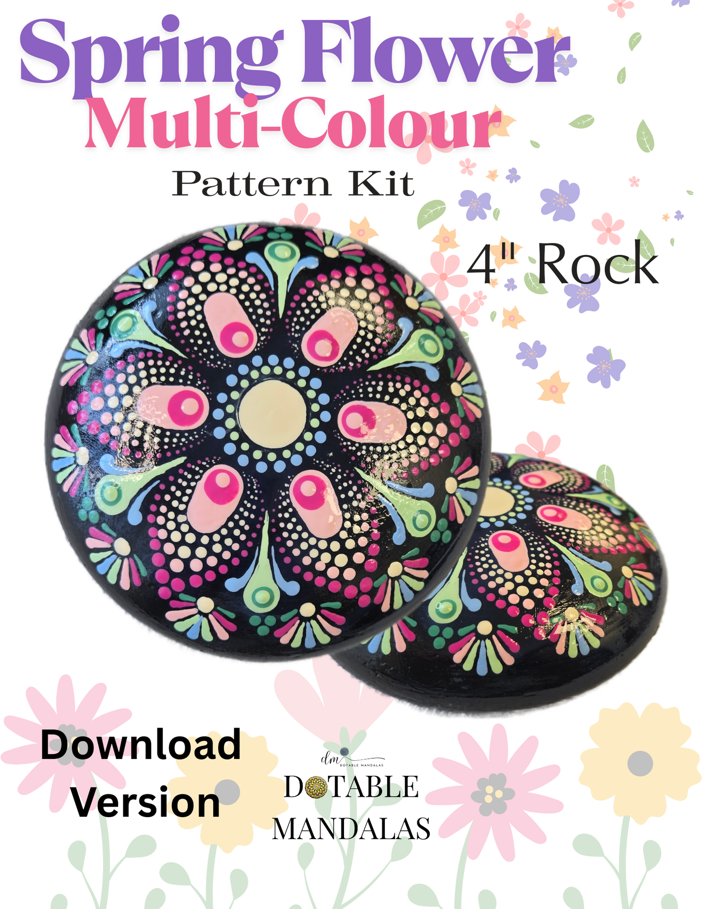 Spring FLower-Multi-Color Dot-Painting Pattern Kit-Download Version