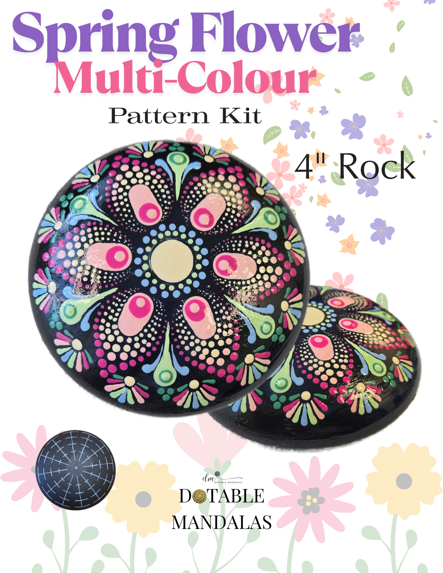 4" Rock Pattern Kit – Spring Flower (Multi-Color Design)