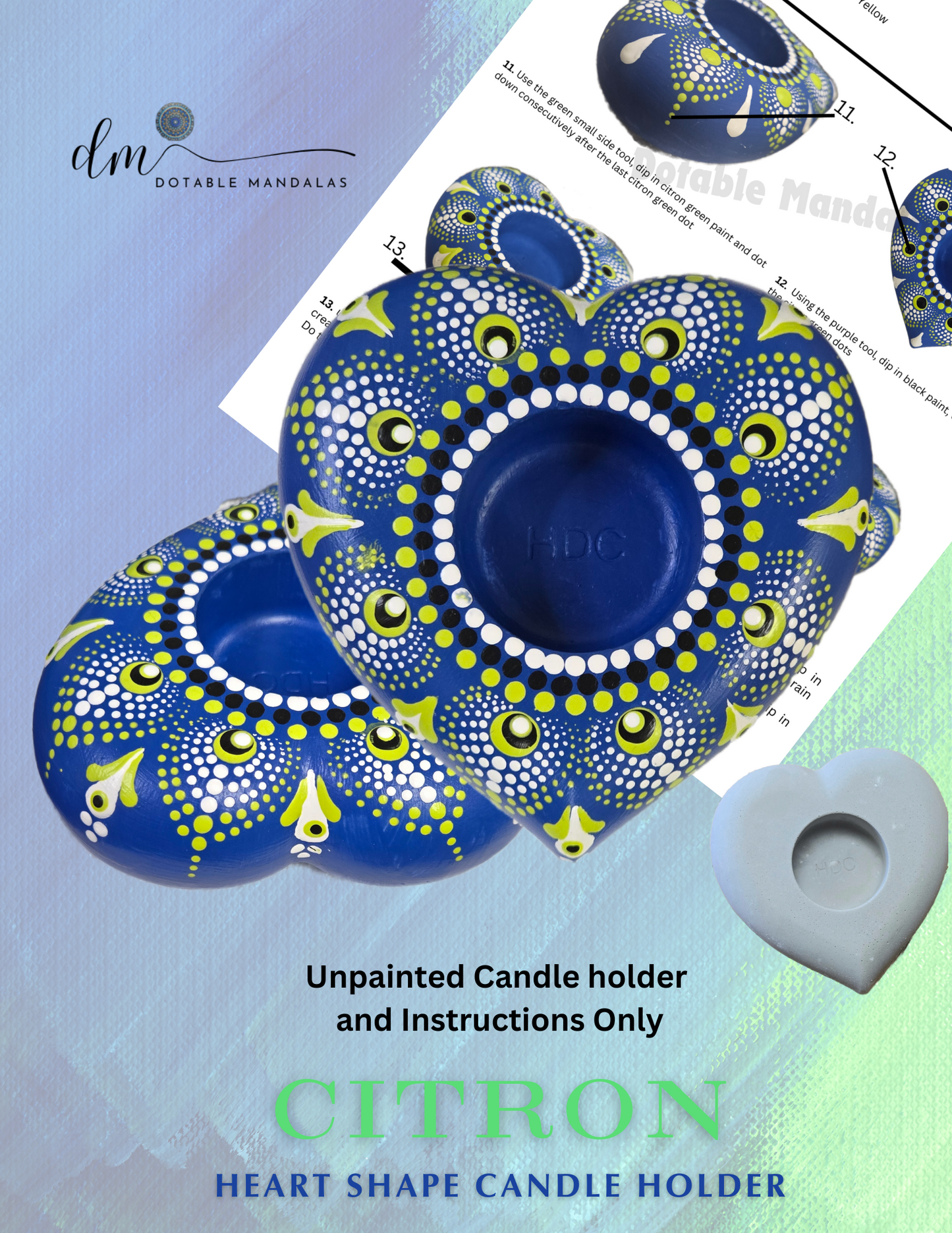 Citron Heart Shape Candle Holder Kit with Optional Add Ons