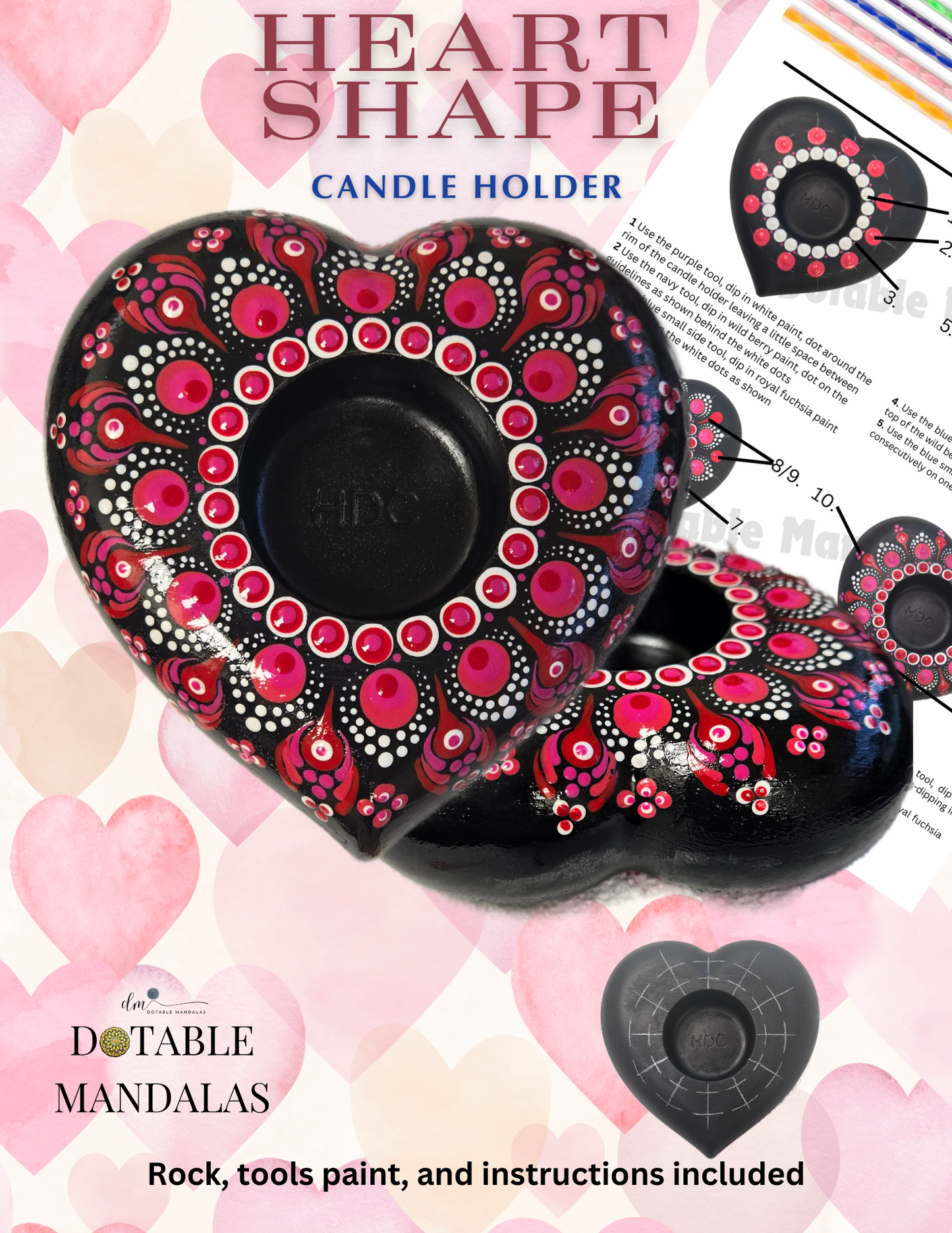 Heart-Shaped Dot-Painting Pattern Kit with Optional Add-Ons