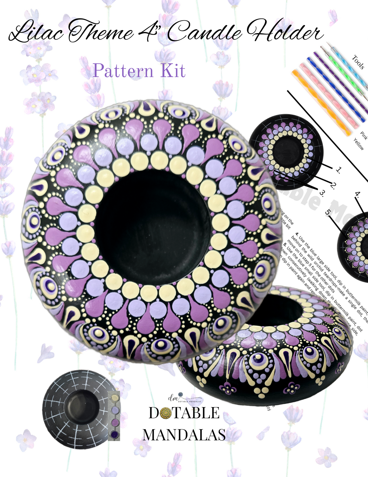 Lilac Theme 4" Candle Holder Pattern Kit