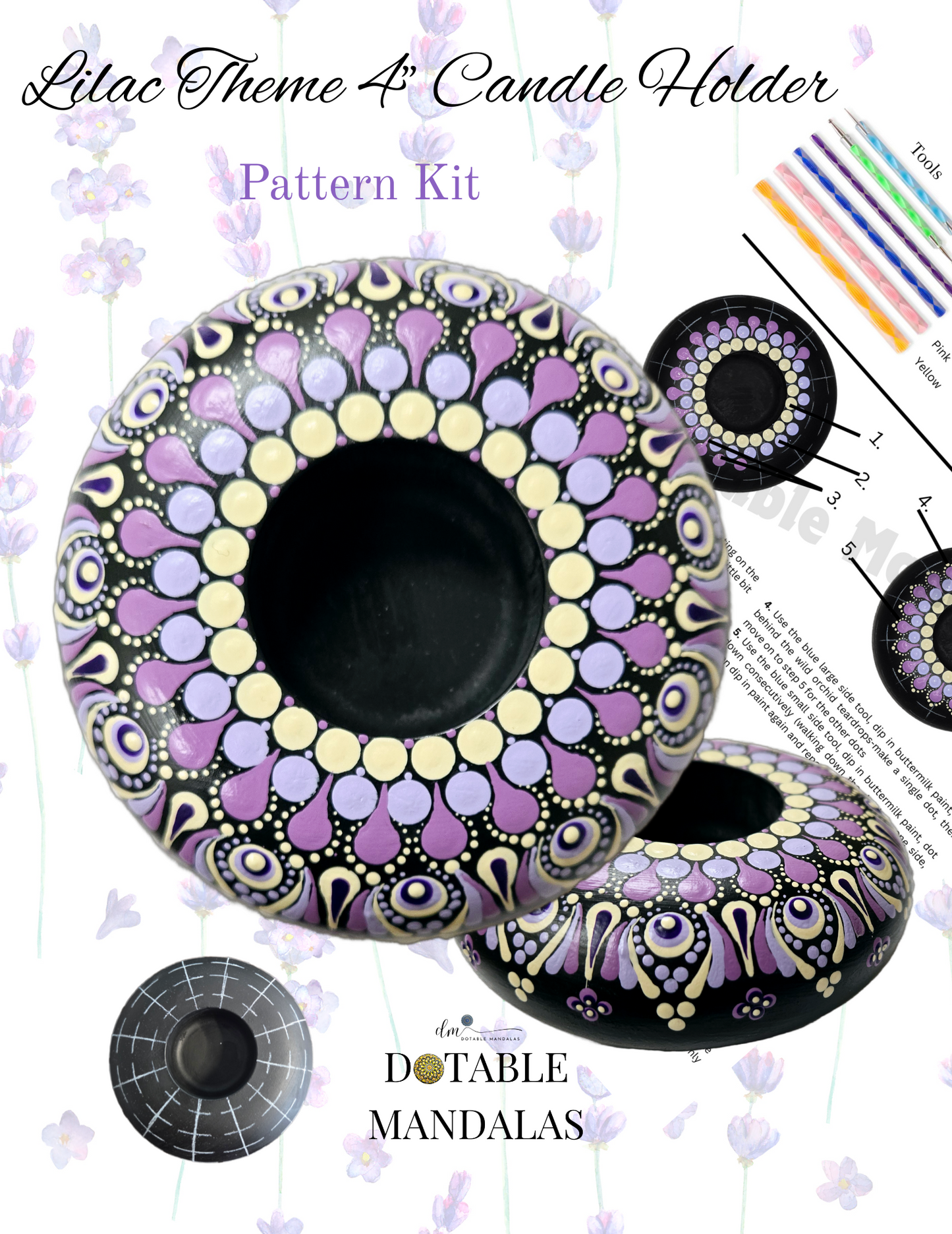 Lilac Theme 4" Candle Holder Pattern Kit