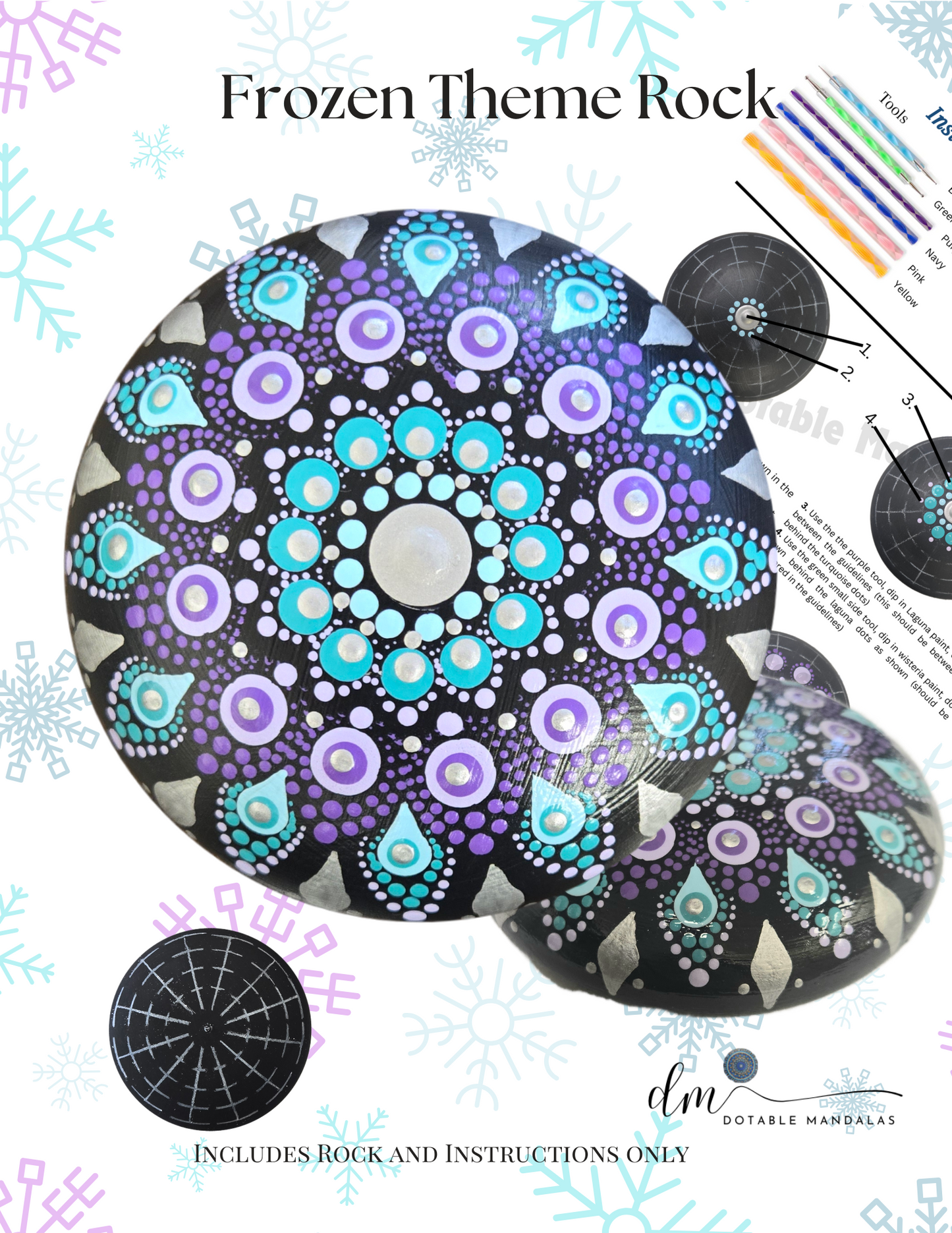 4" Frozen Theme Rock Dot-Painting Pattern Kit