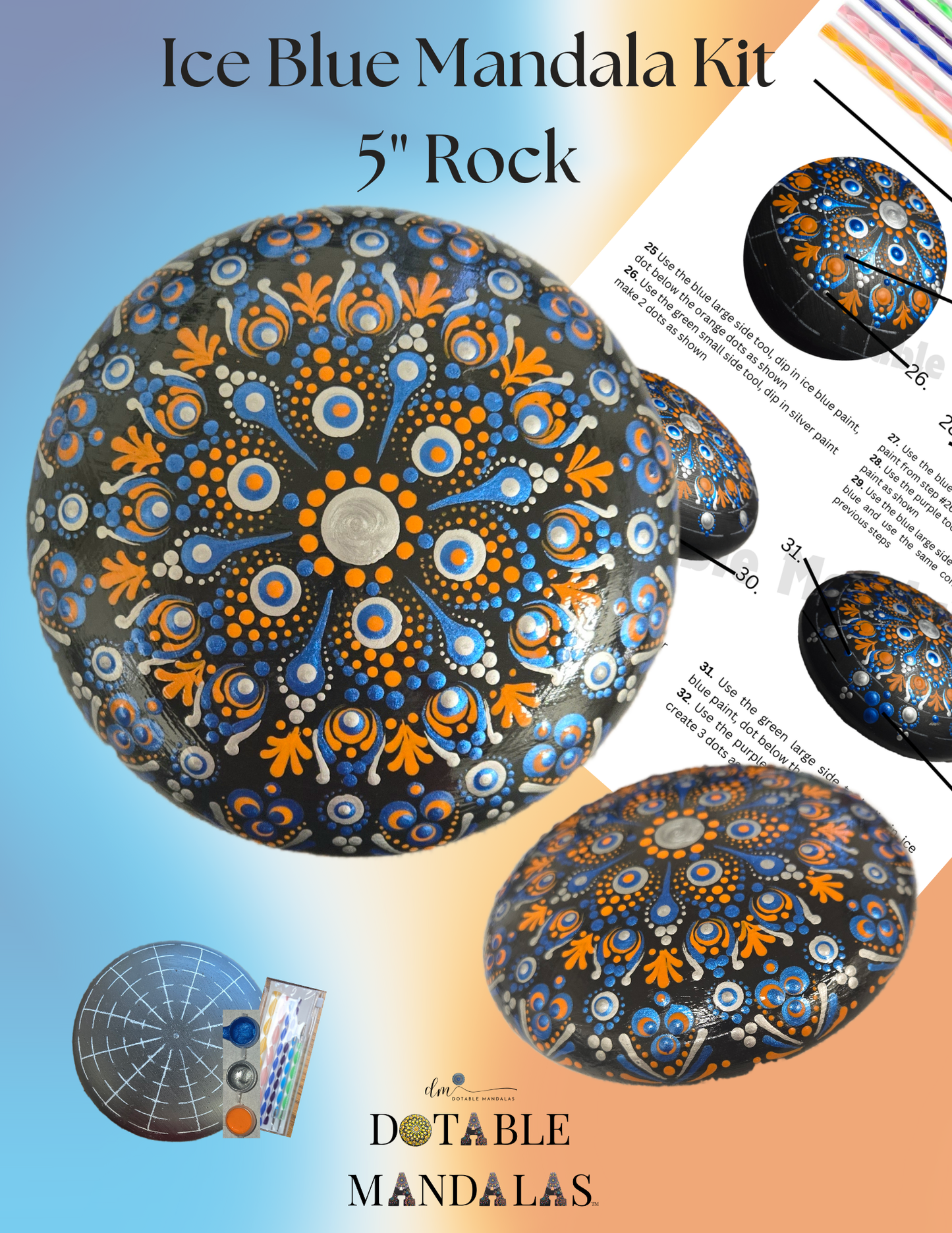 5" Ice Blue Dot-Painting Pattern Kit