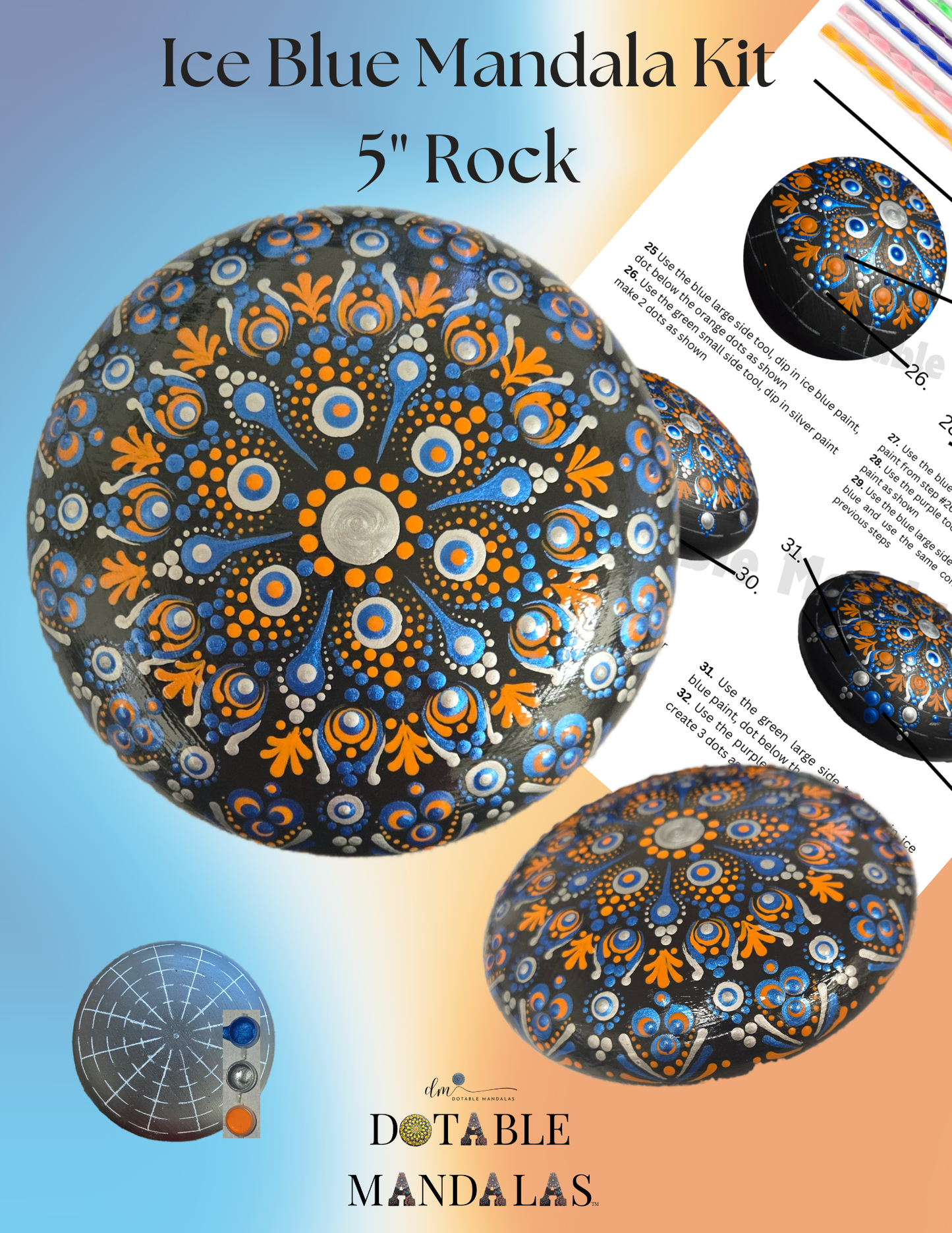 5" Ice Blue Dot-Painting Pattern Kit