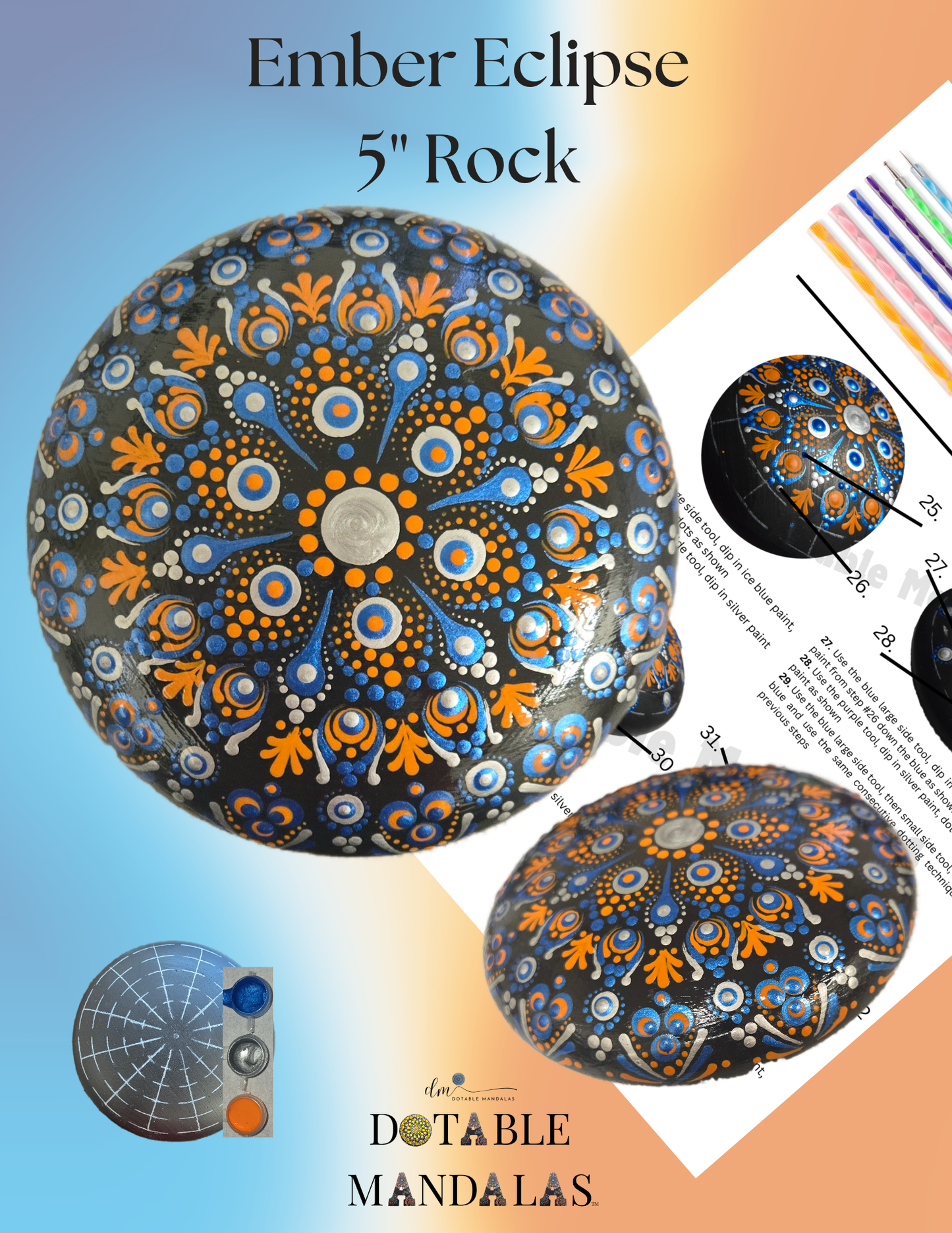 Ember Eclipse 5" Rock Dot-Painting Pattern Kit