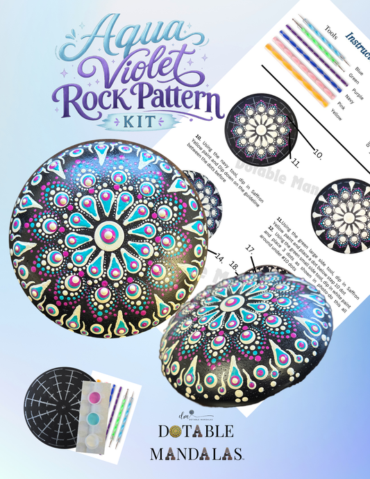 Aqua Violet 4" Rock Dot-Painting Pattern Kit