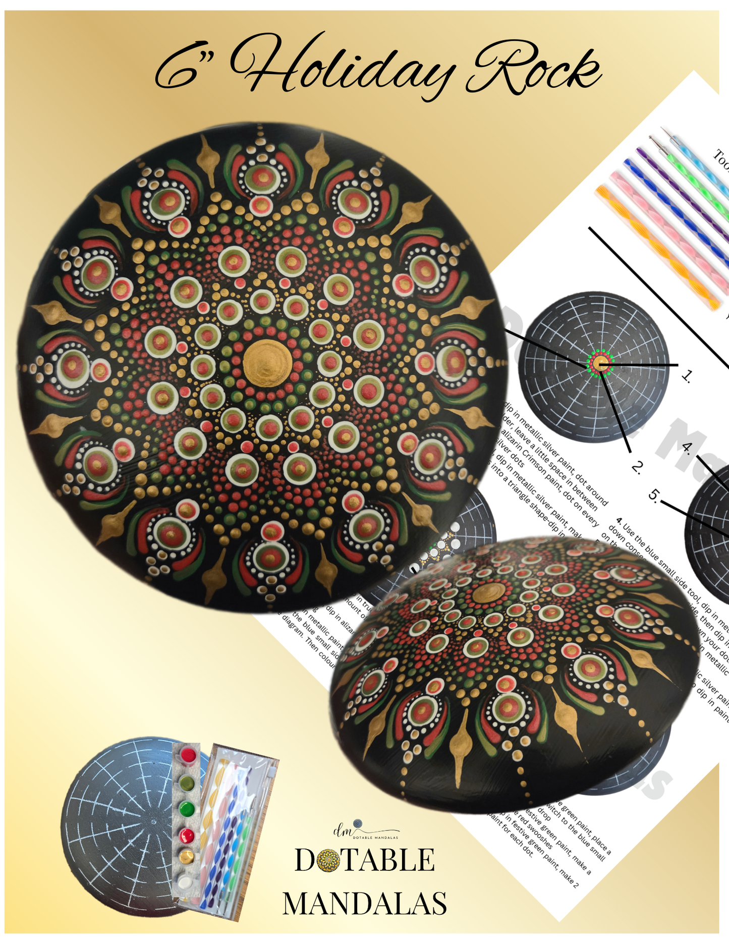 6" Holiday Rock Dot-Painting Kit