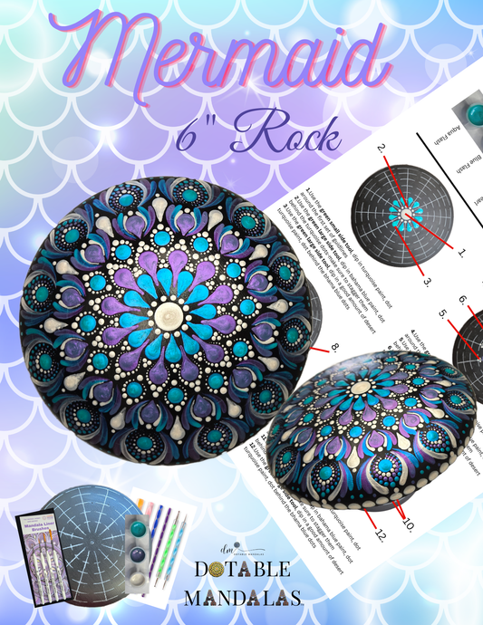 Mermaid Inspired 6" Rock Dot-Painting Pattern Kit