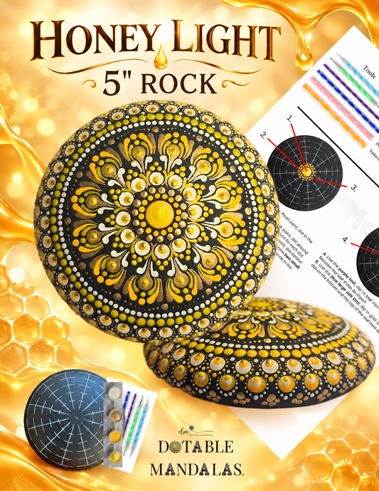 Honey Light Mandala – 5" Rock Dot-Painting Kit