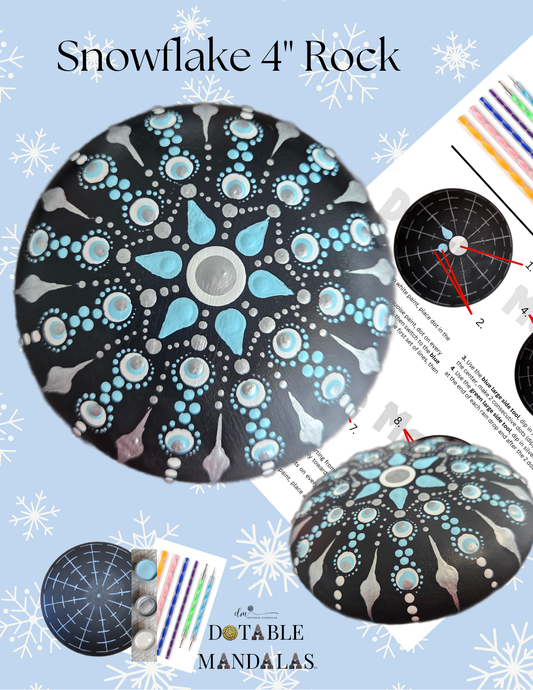 Snowflake 4" Rock dot-painting Pattern Kit