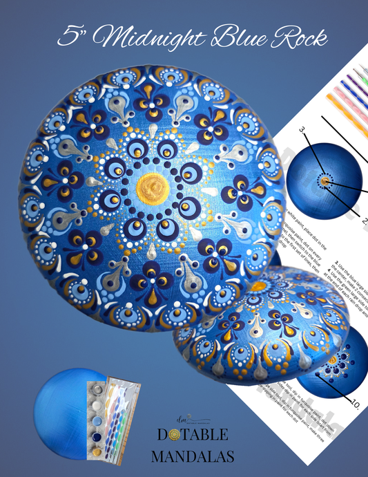 Midnight Blue 5" Rock Dot-Painting Pattern Kit