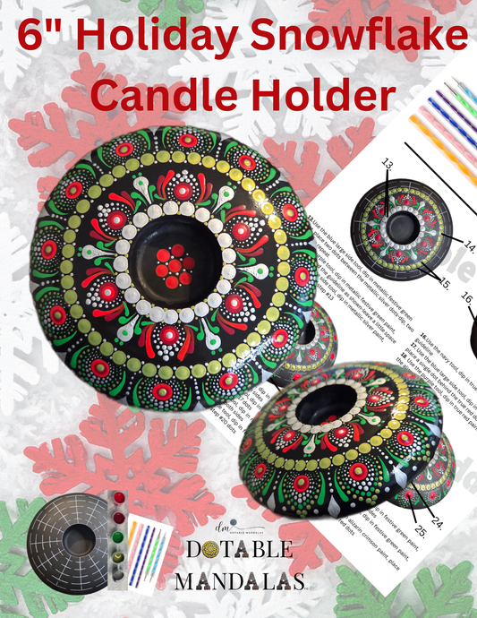 6" Holiday Snowflake Candle Holder Dot-Painting Pattern Kit
