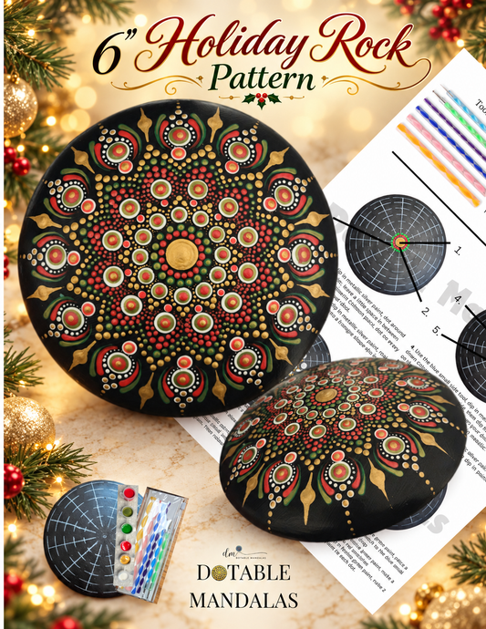 Holiday Mandala 6" Rock Dot-Painting Pattern Kit