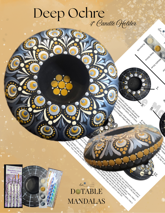 Deep Ochre 4" Candle Holder Dot-Painting Pattern Kit
