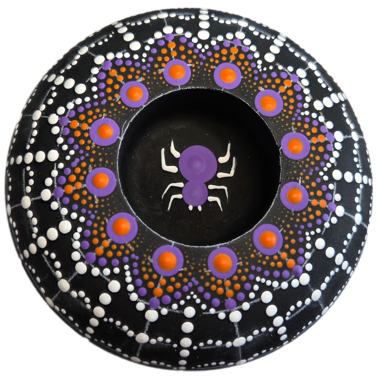 Spider Web 4" Candle Holder Dot-Painting Pattern Kit