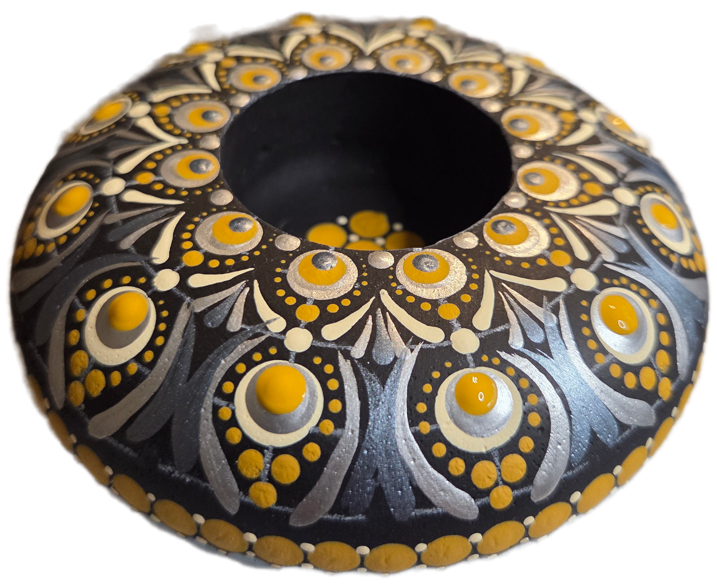 Deep Ochre 4" Candle Holder Dot-Painting Pattern Kit