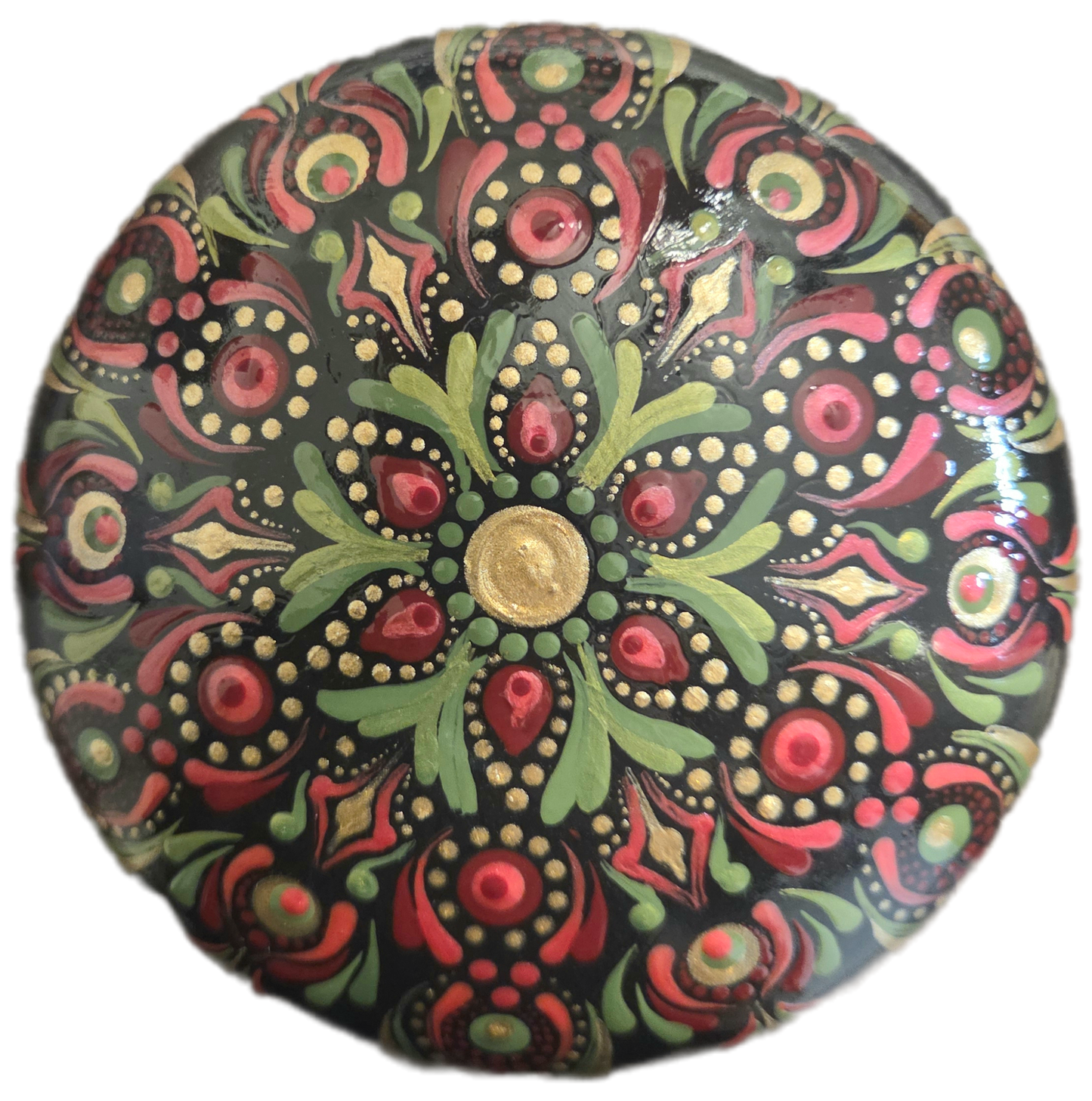 Holiday Ember Bloom 5"Rock Dot-Painting Pattern Kit