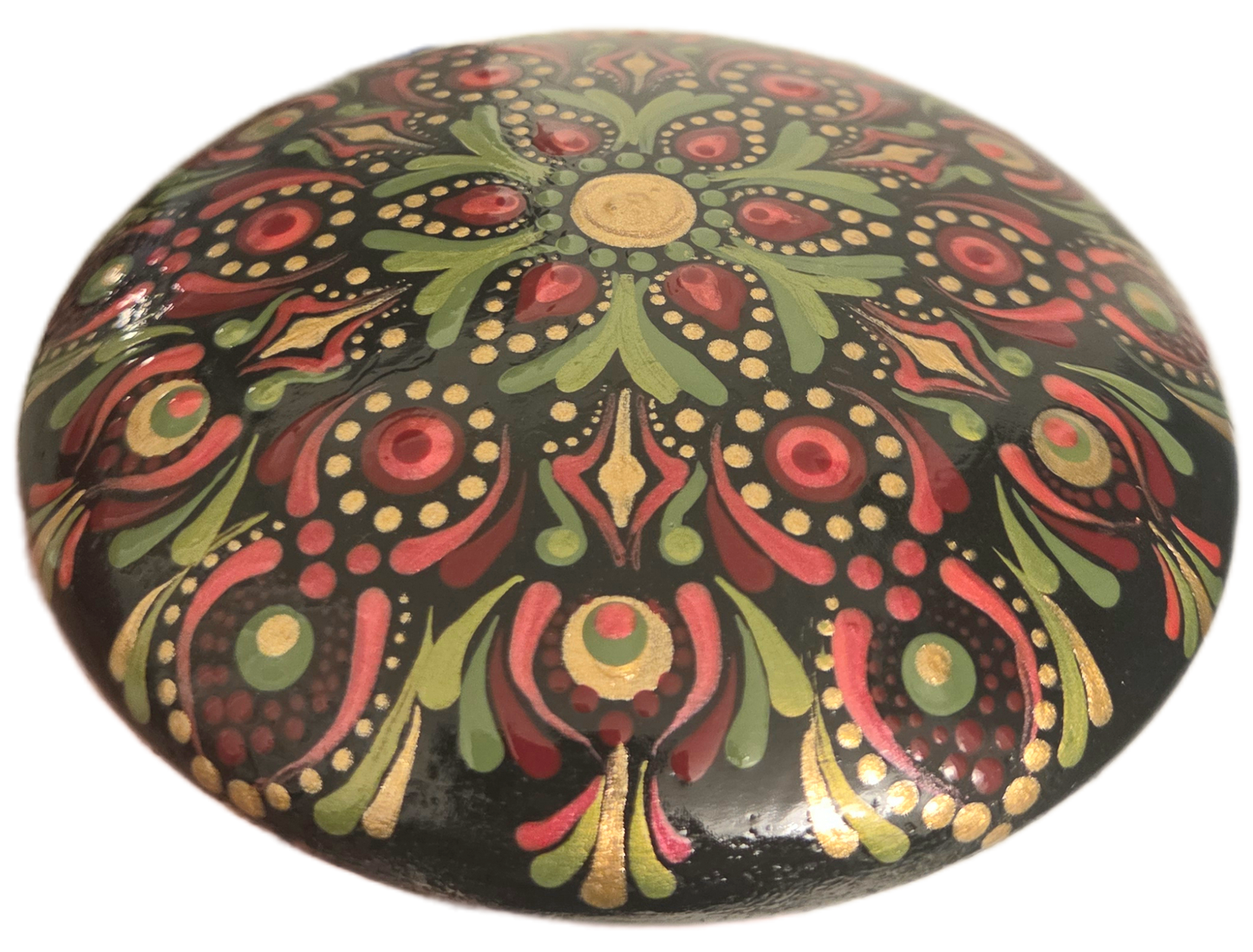 Holiday Ember Bloom 5"Rock Dot-Painting Pattern Kit