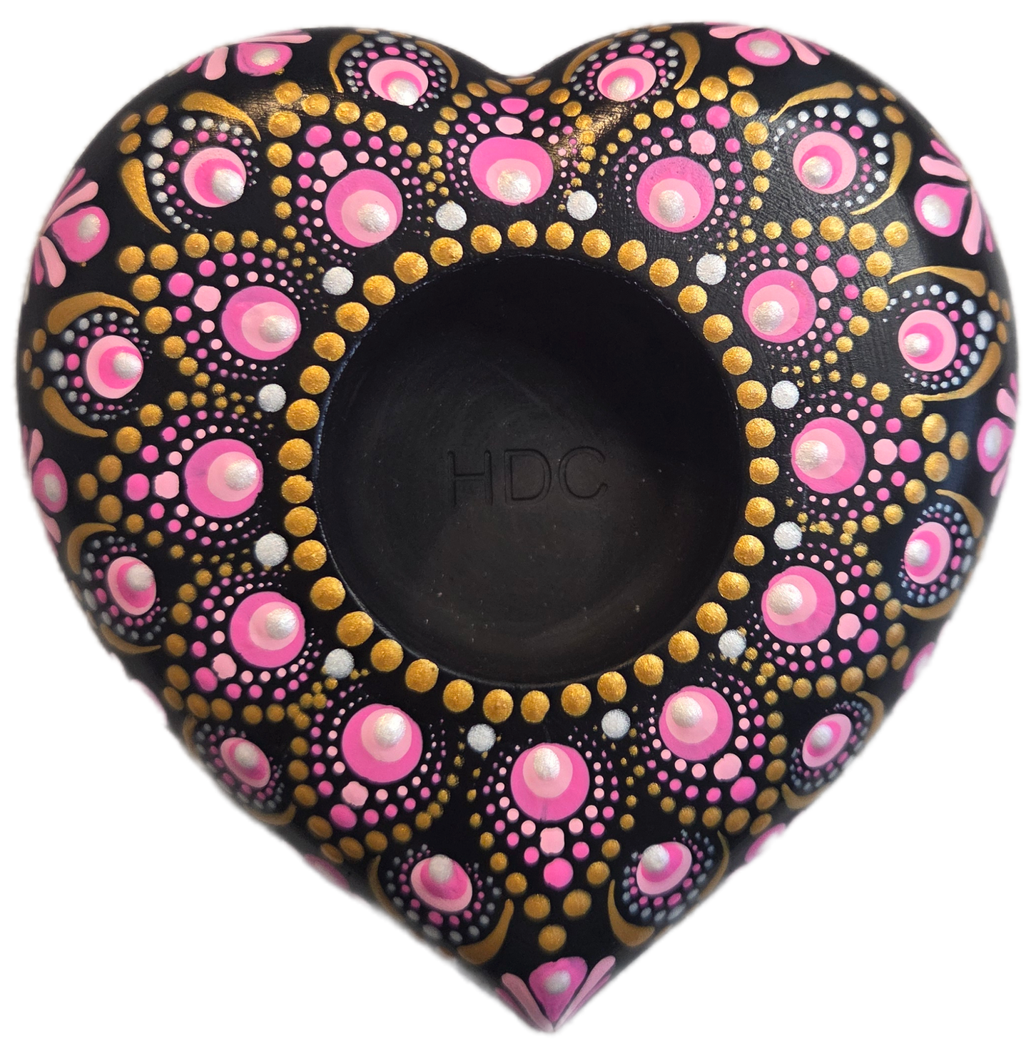 Pink & Gold Heart Shaped 4” Candle Holder