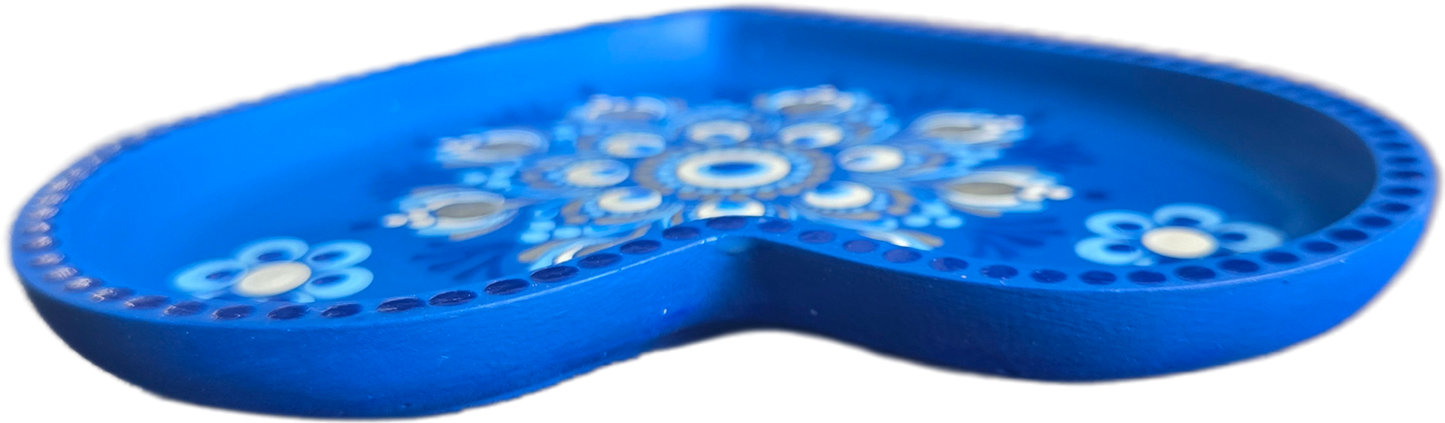 Blue Serenity Heart Jewelry Tray Dot-Painting Pattern Kit