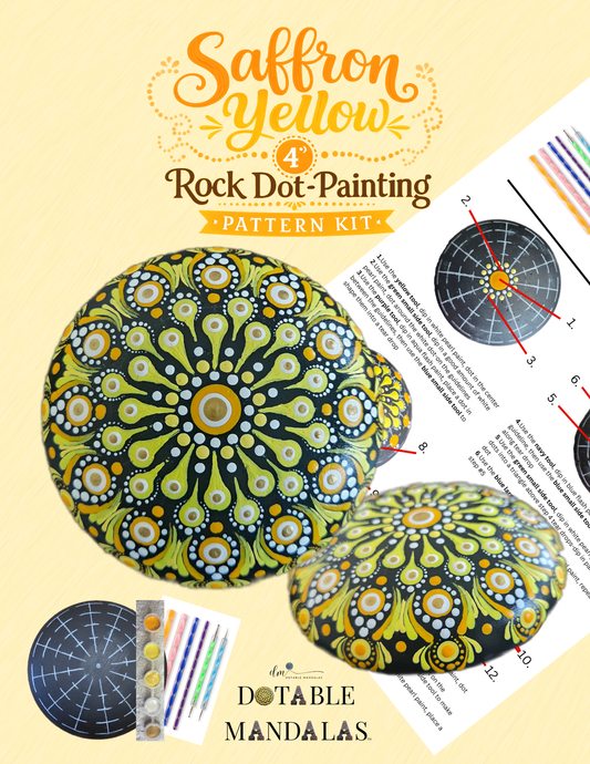 Saffron Yellow 4" Rock Dot-Painting Pattern Kit