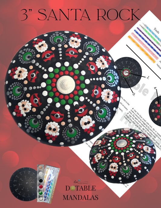 Santa 3" Rock Dot-Painting Pattern Kit (Kid-Friendly)