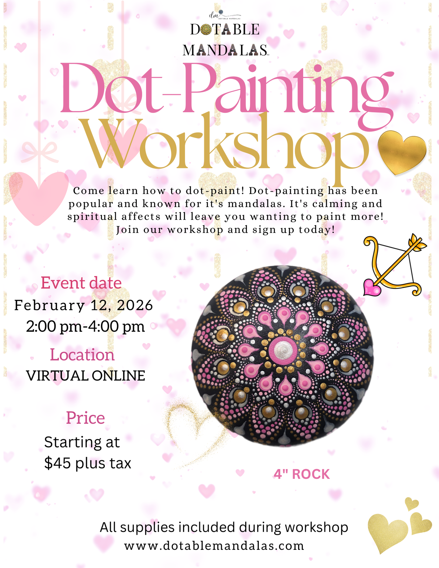 Valentine 4" Rock – Virtual Dot-Painting Workshop